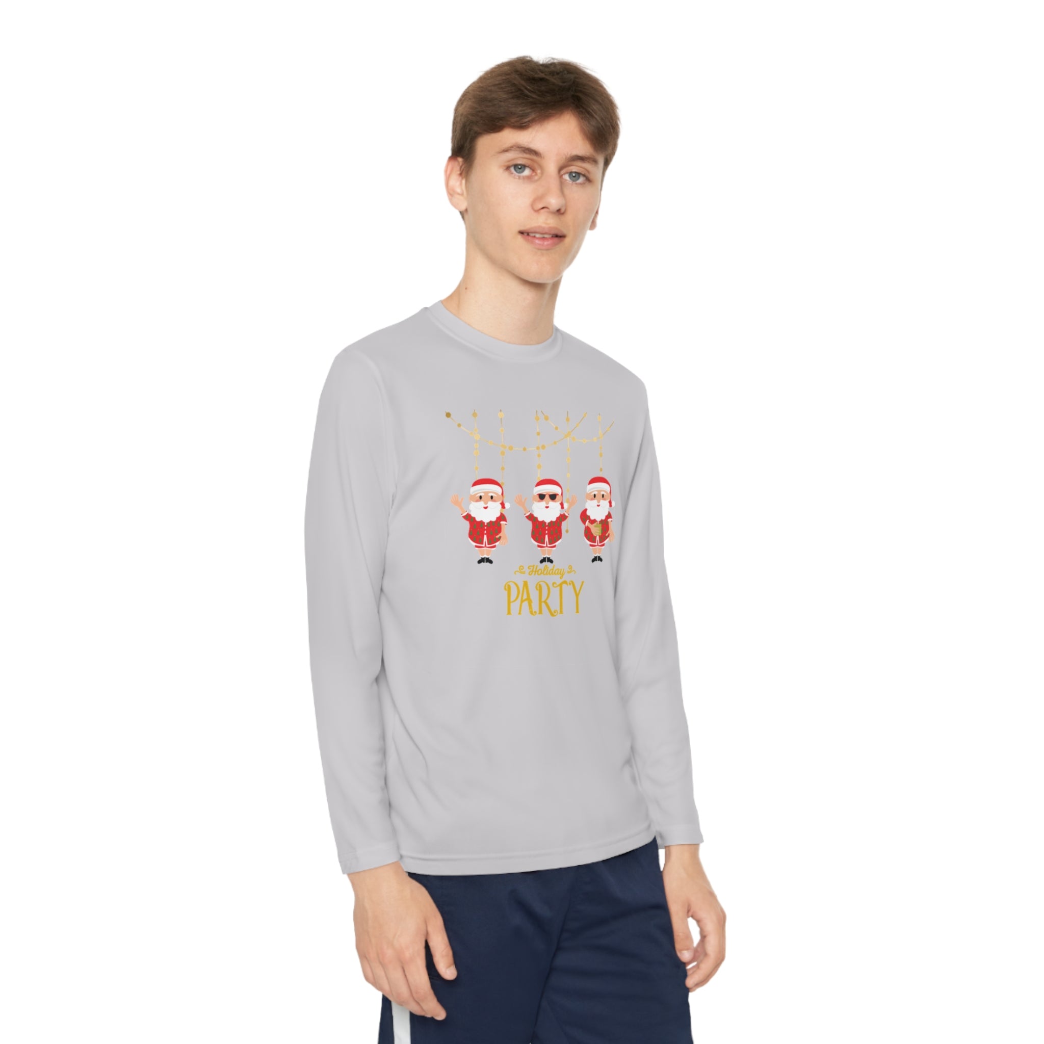 Santa's Holiday Party Youth Long Sleeve Competitor Tee