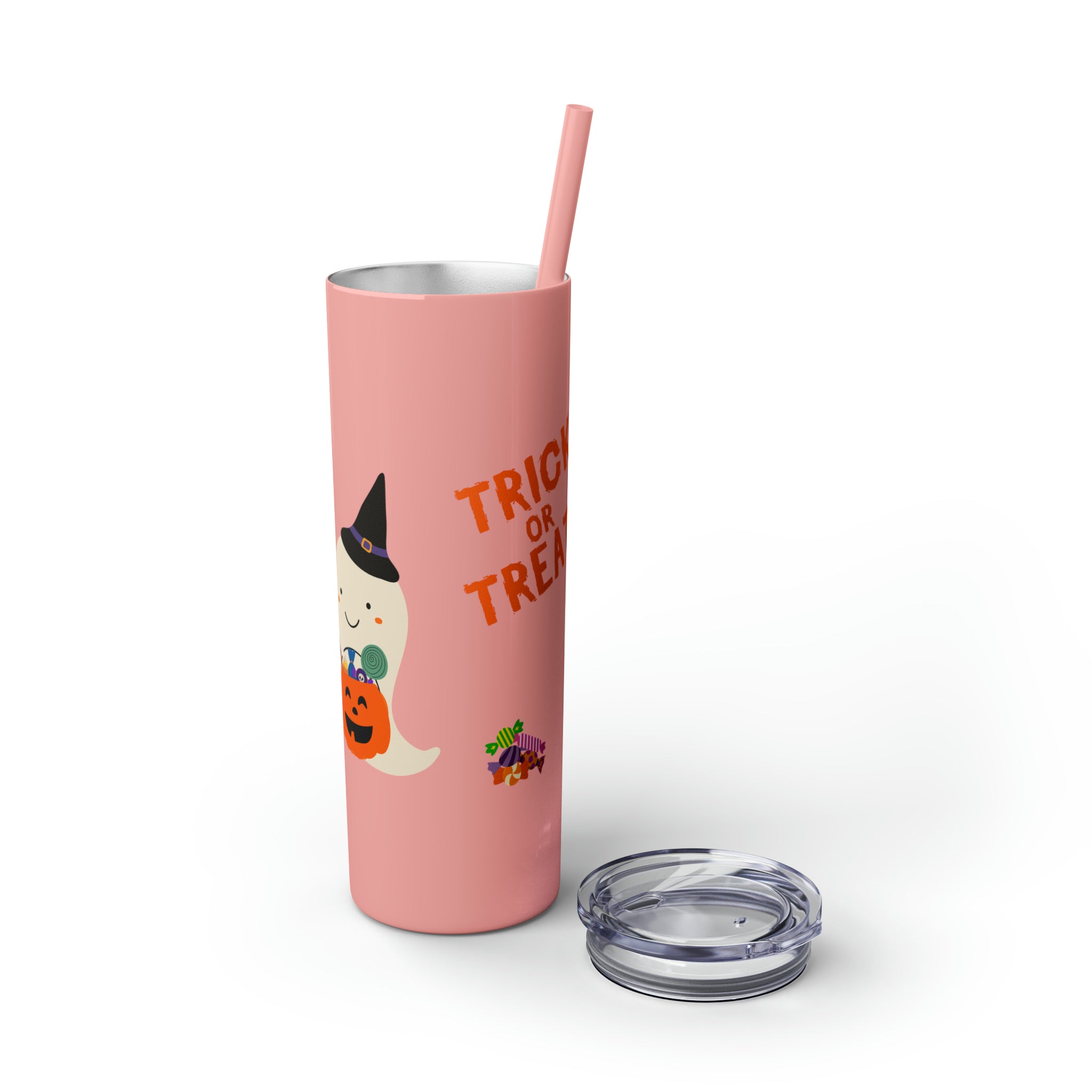 Trick or Treat Skinny Tumbler with Straw, 20oz