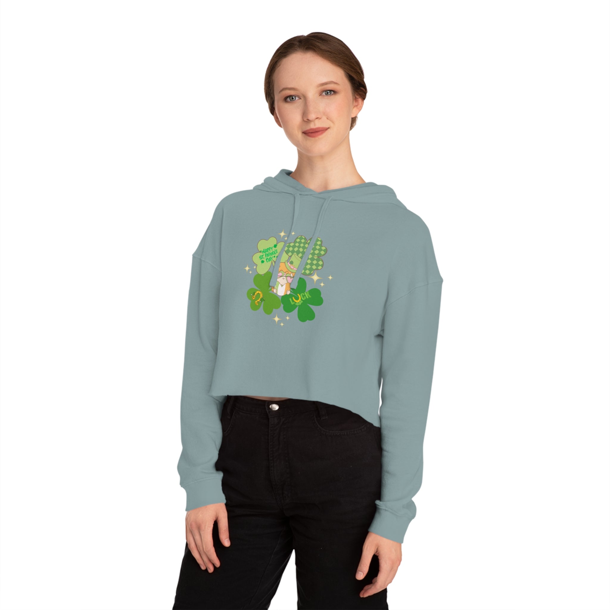 Retro St.Paddy's Day Women’s Cropped Hooded Sweatshirt