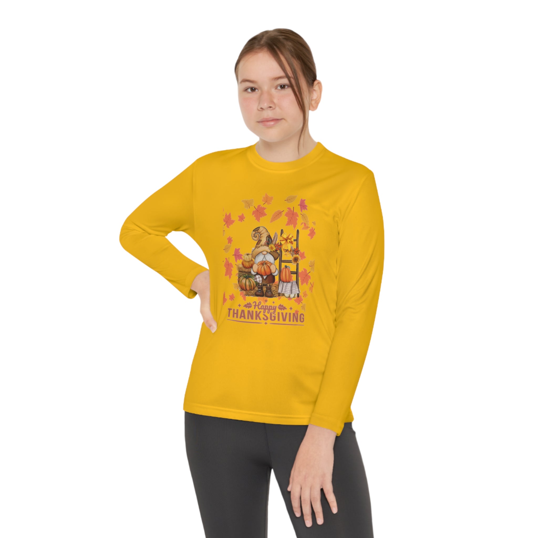 Gnome Happy Thanksgiving Youth Long Sleeve Competitor Tee