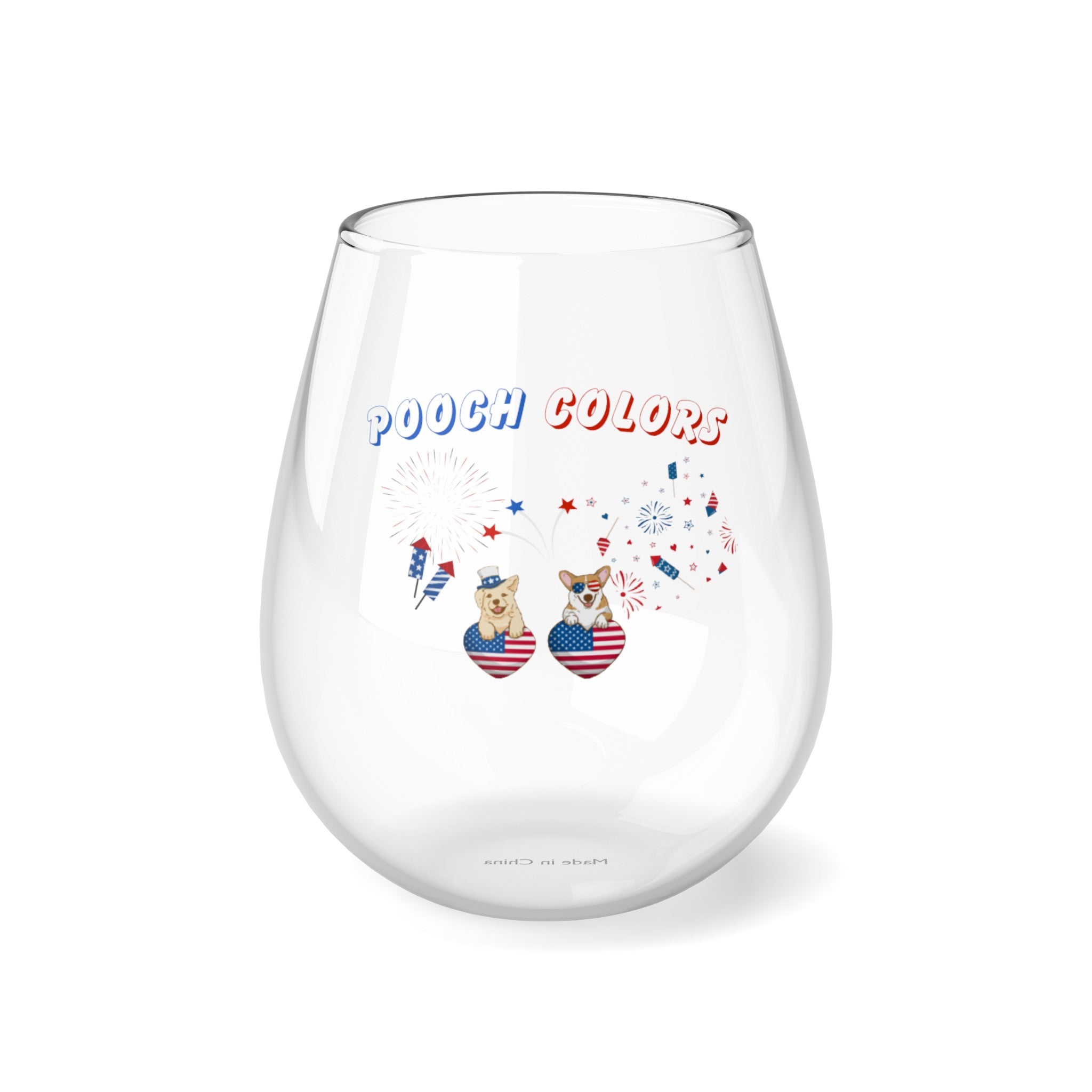 Pooch Colors Stemless Wine Glass, 11.75oz