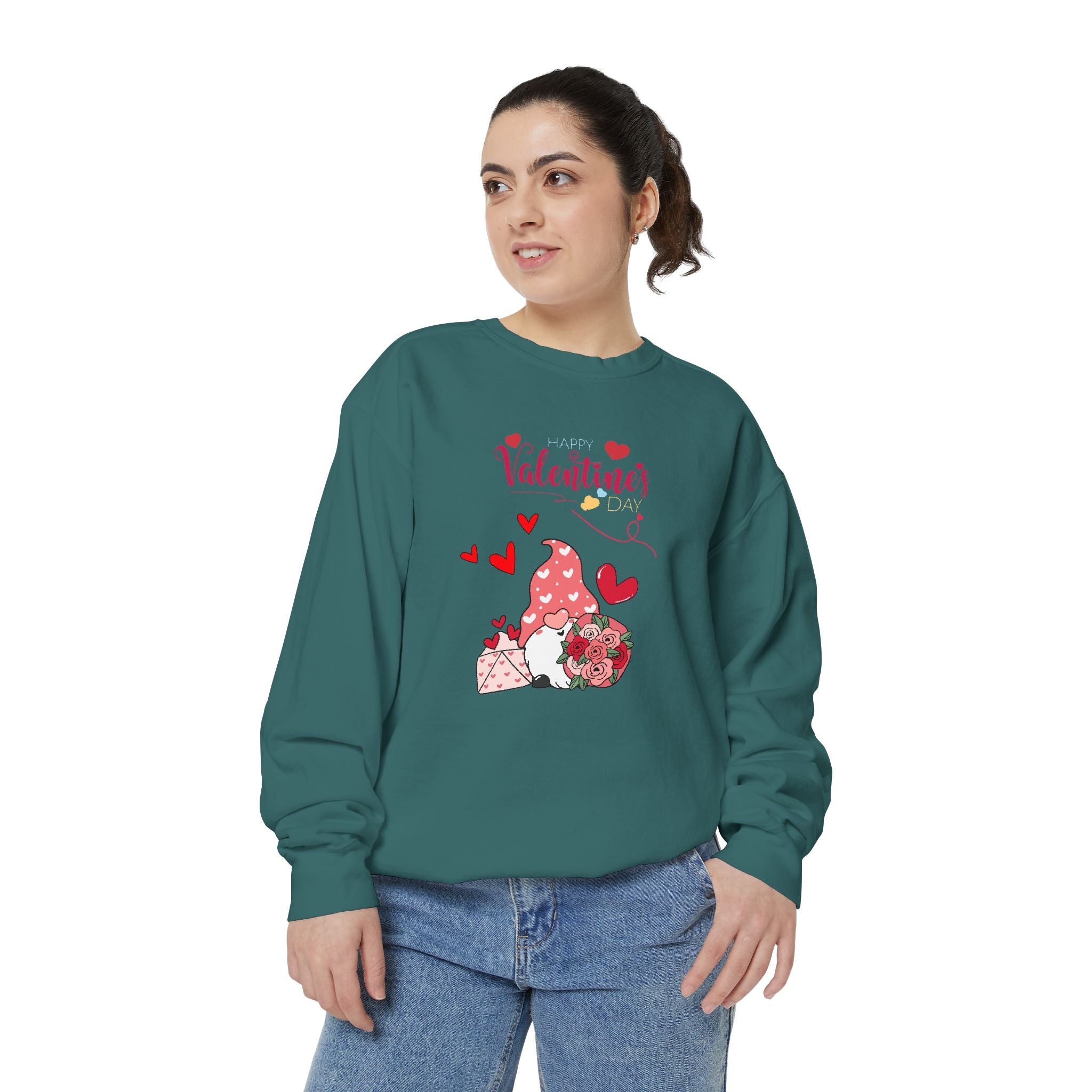 Gnome Valentine's Day Unisex Garment-Dyed Sweatshirt