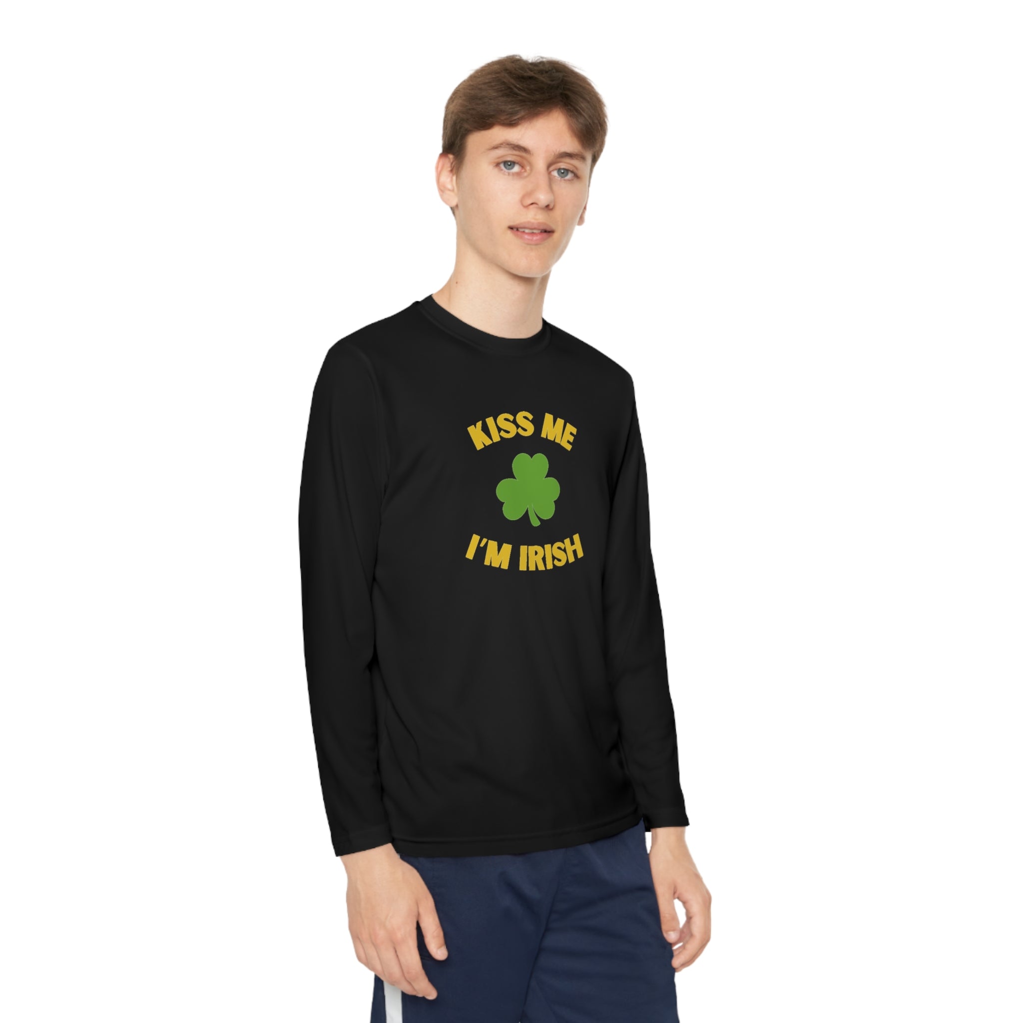 Kiss Me I'm Irish Youth Long Sleeve Competitor Tee