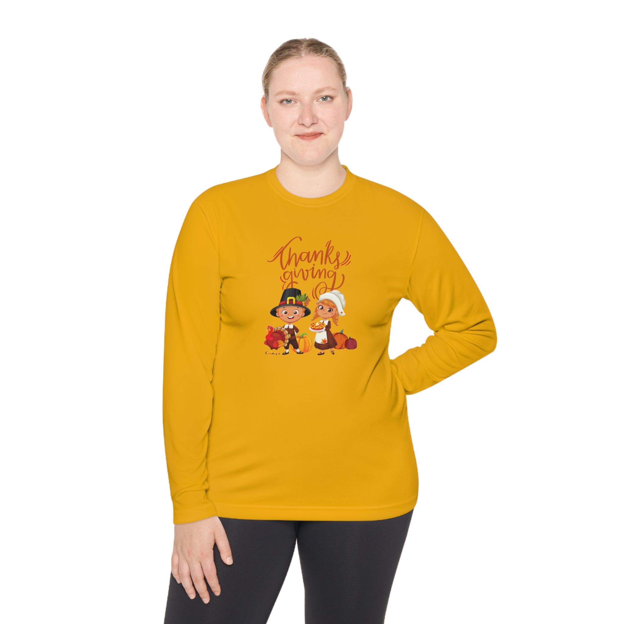 Happy Thanksgiving Unisex Lightweight Long Sleeve Tee