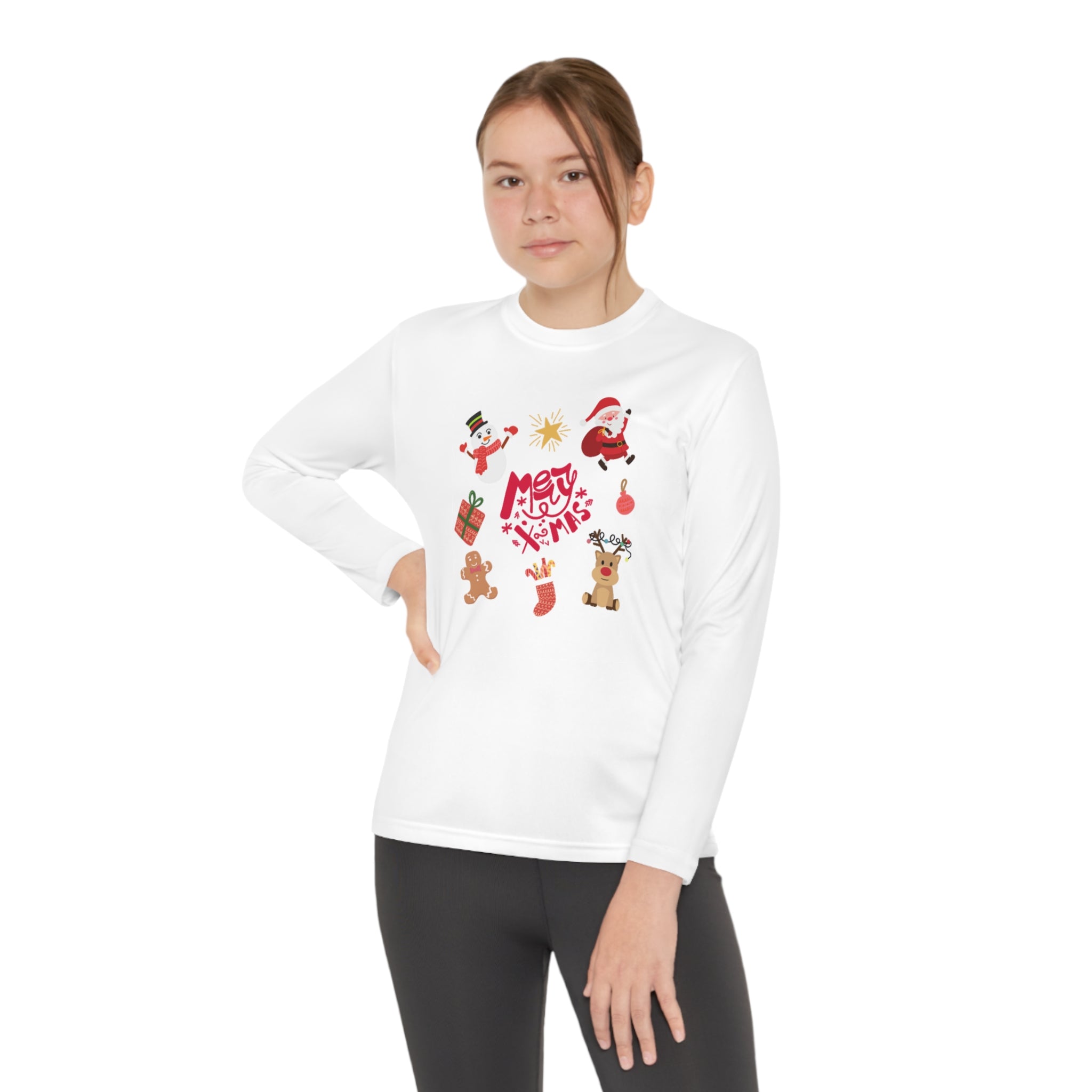 Merry Christmas Crew Youth Long Sleeve Competitor Tee