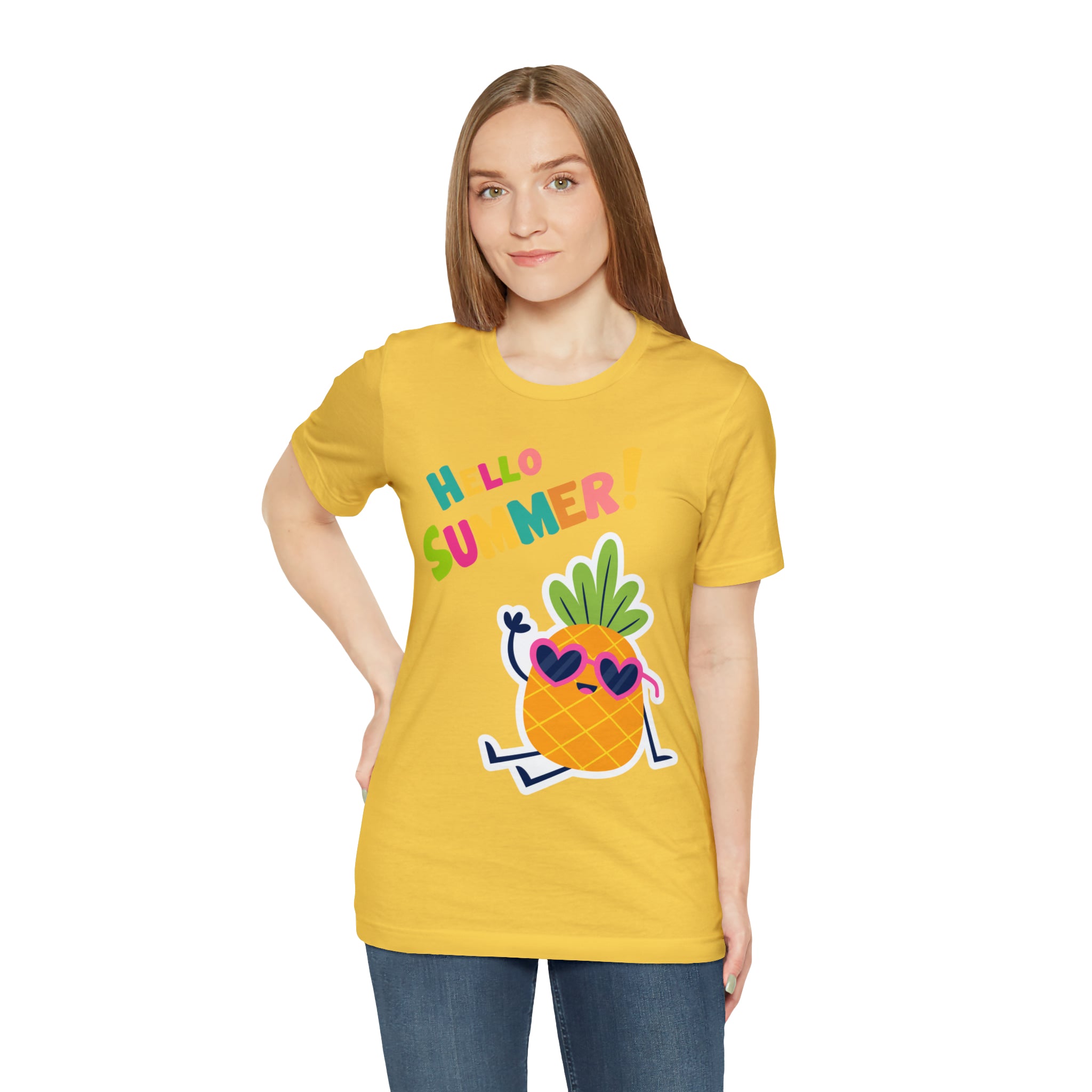 Hello Pineapple Summer Unisex Jersey Short Sleeve Tee