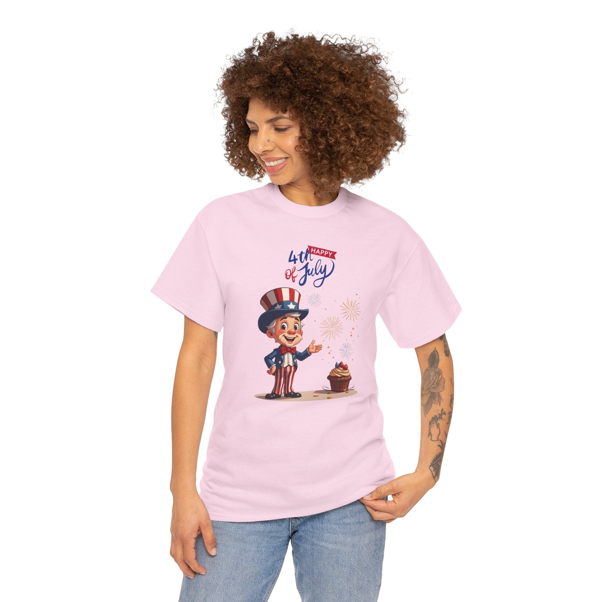 Uncle Sam Tee Happy of July, Unisex Heavy Cotton Shirt