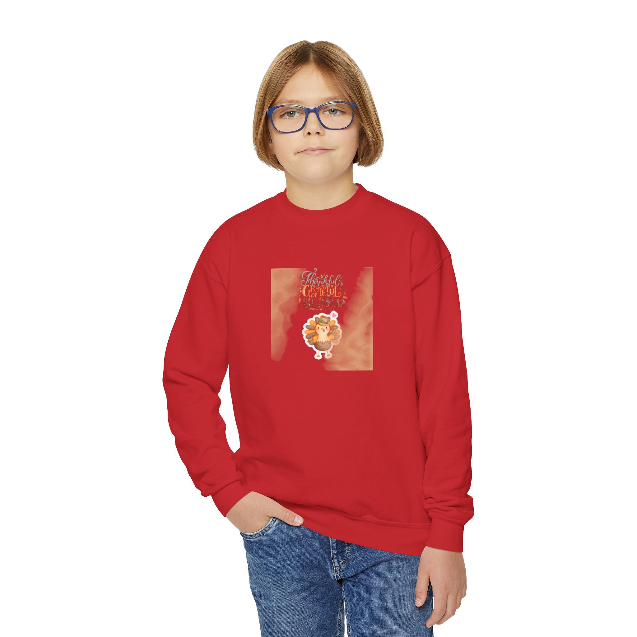 Thankful Grateful Blessed Youth Crewneck Sweatshirt