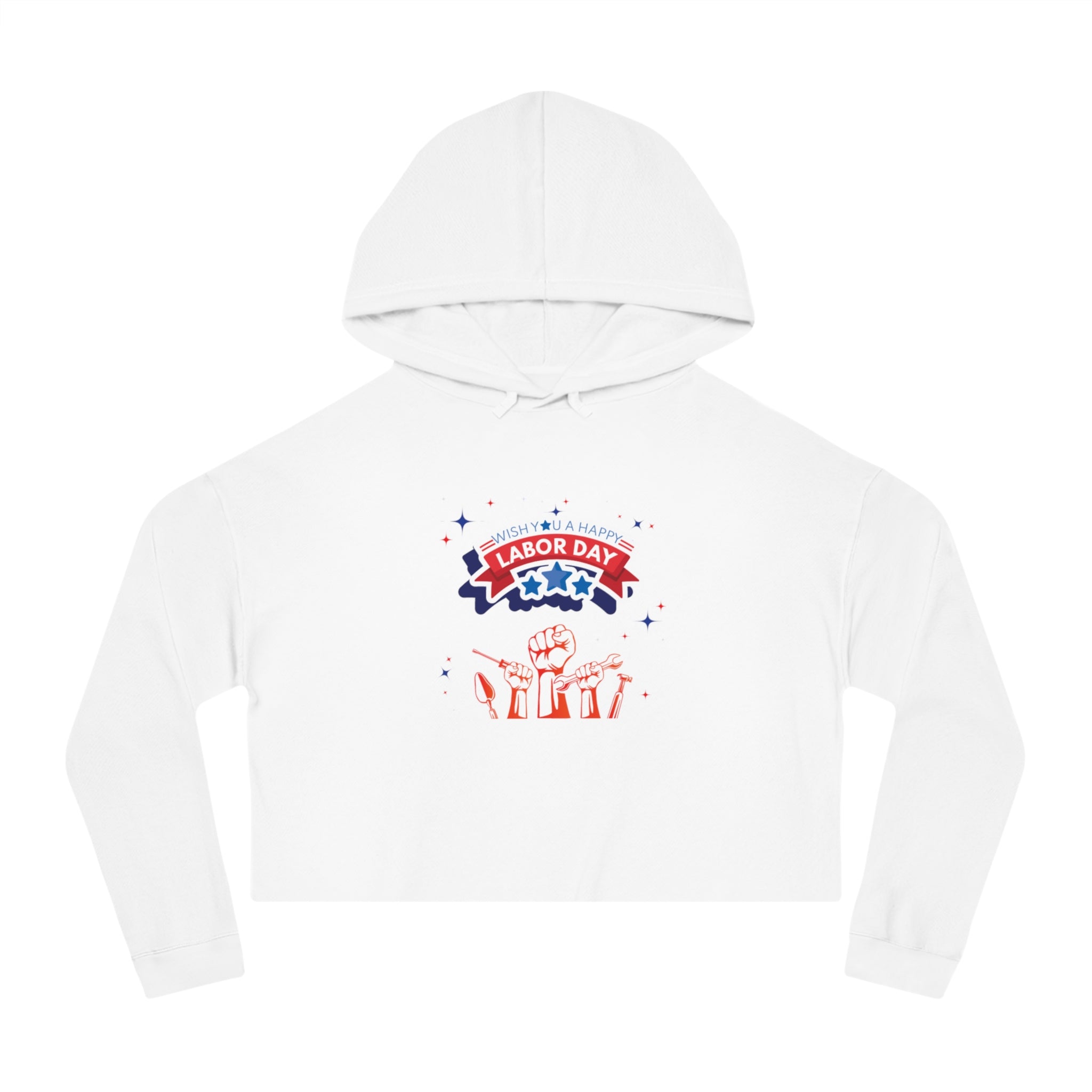 Wish U A Happy Labor Day Women’s Cropped Hooded Sweatshirt