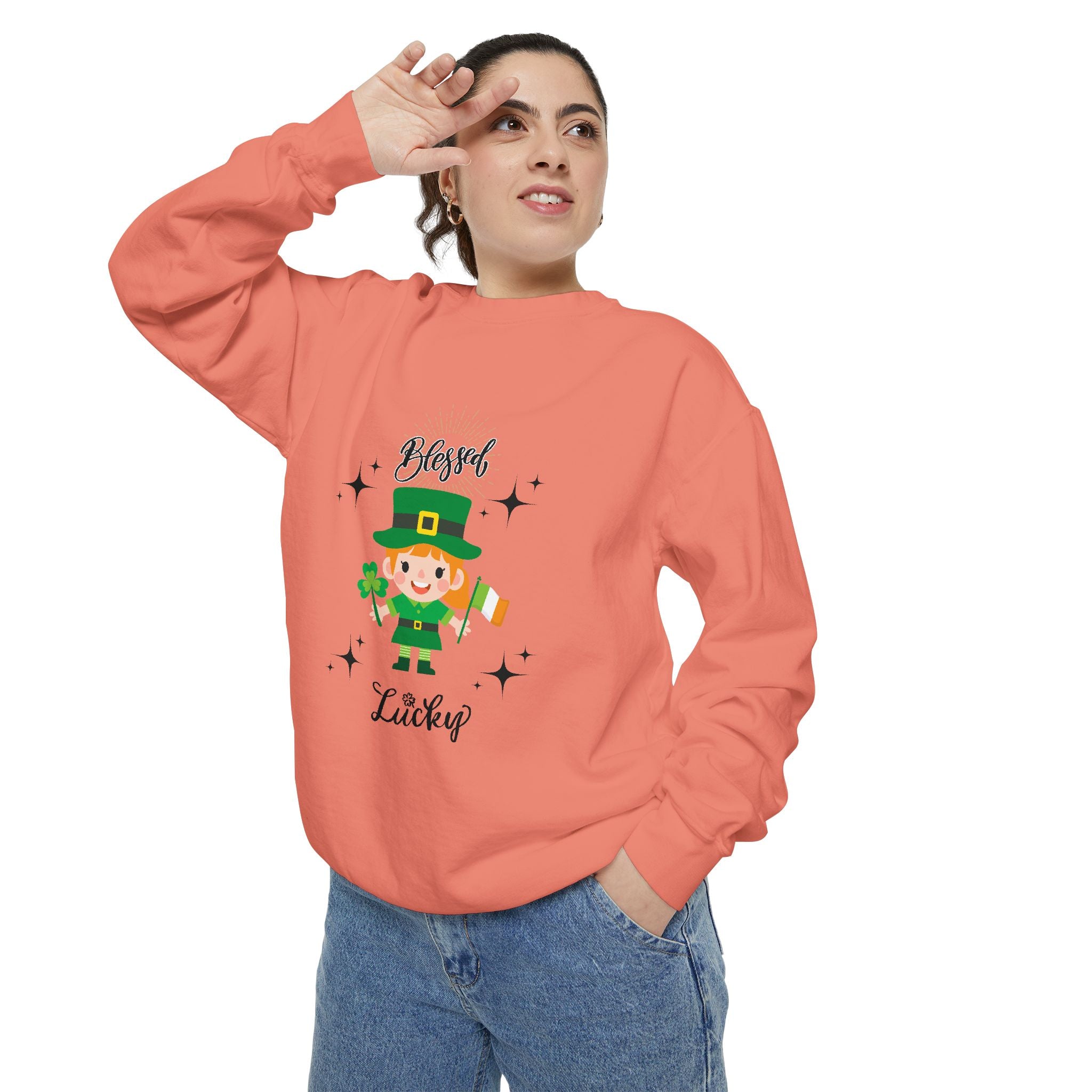 Blessed & Lucky Unisex Garment-Dyed Sweatshirt