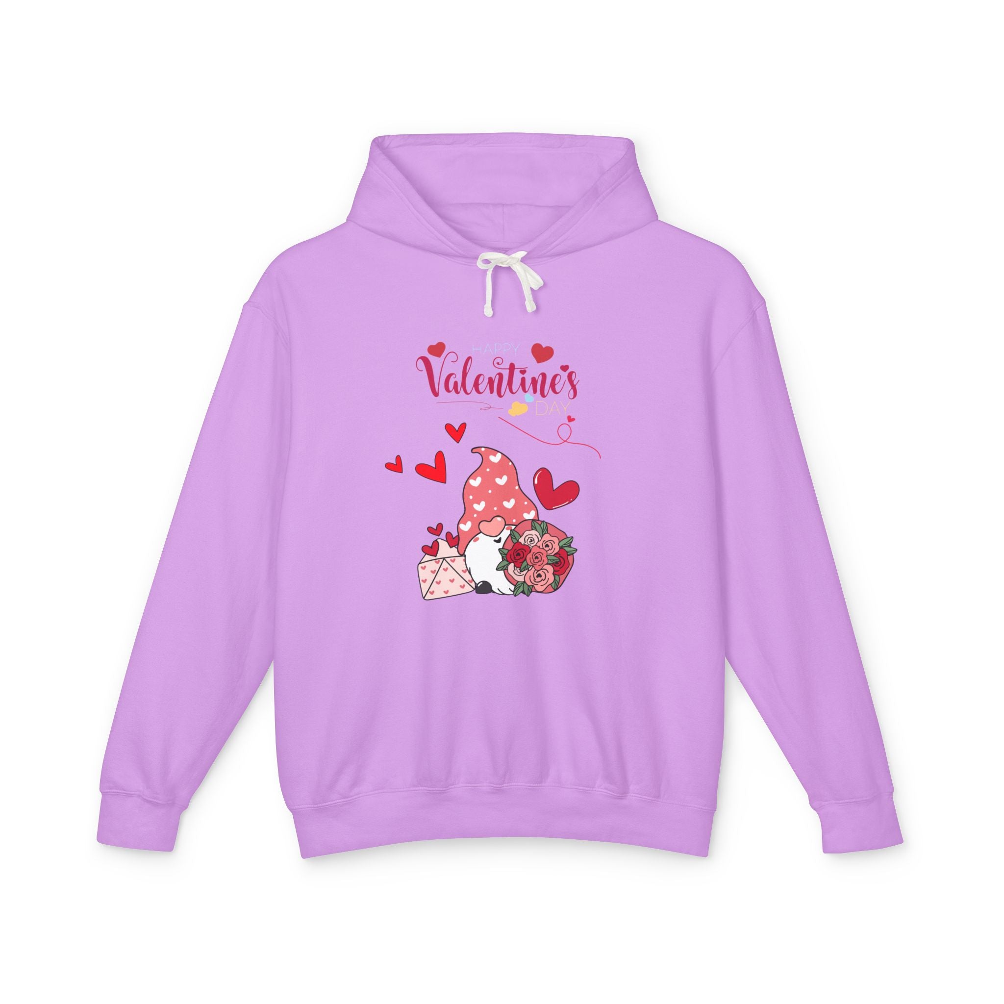 Gnome Valentine's Day Unisex Lightweight Hooded Sweatshirt