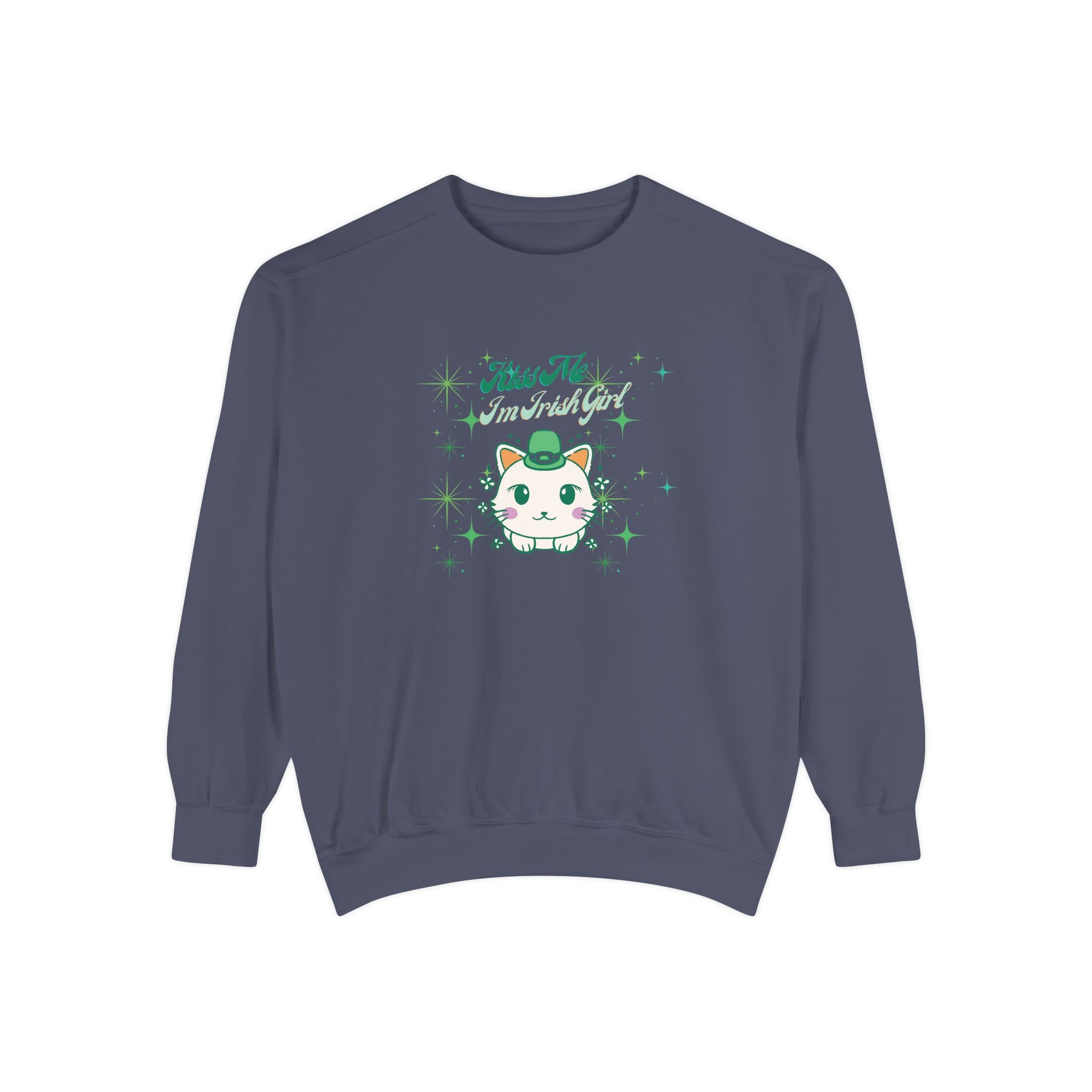 Kiss Me I'm Irish Cat Garment-Dyed Sweatshirt