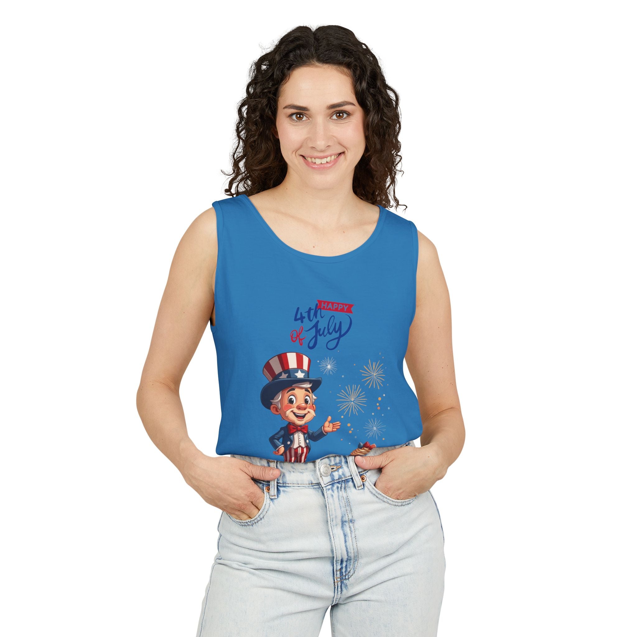 Uncle Sam Happy 4th of July Tank Top Unisex Sleeveless Shirt