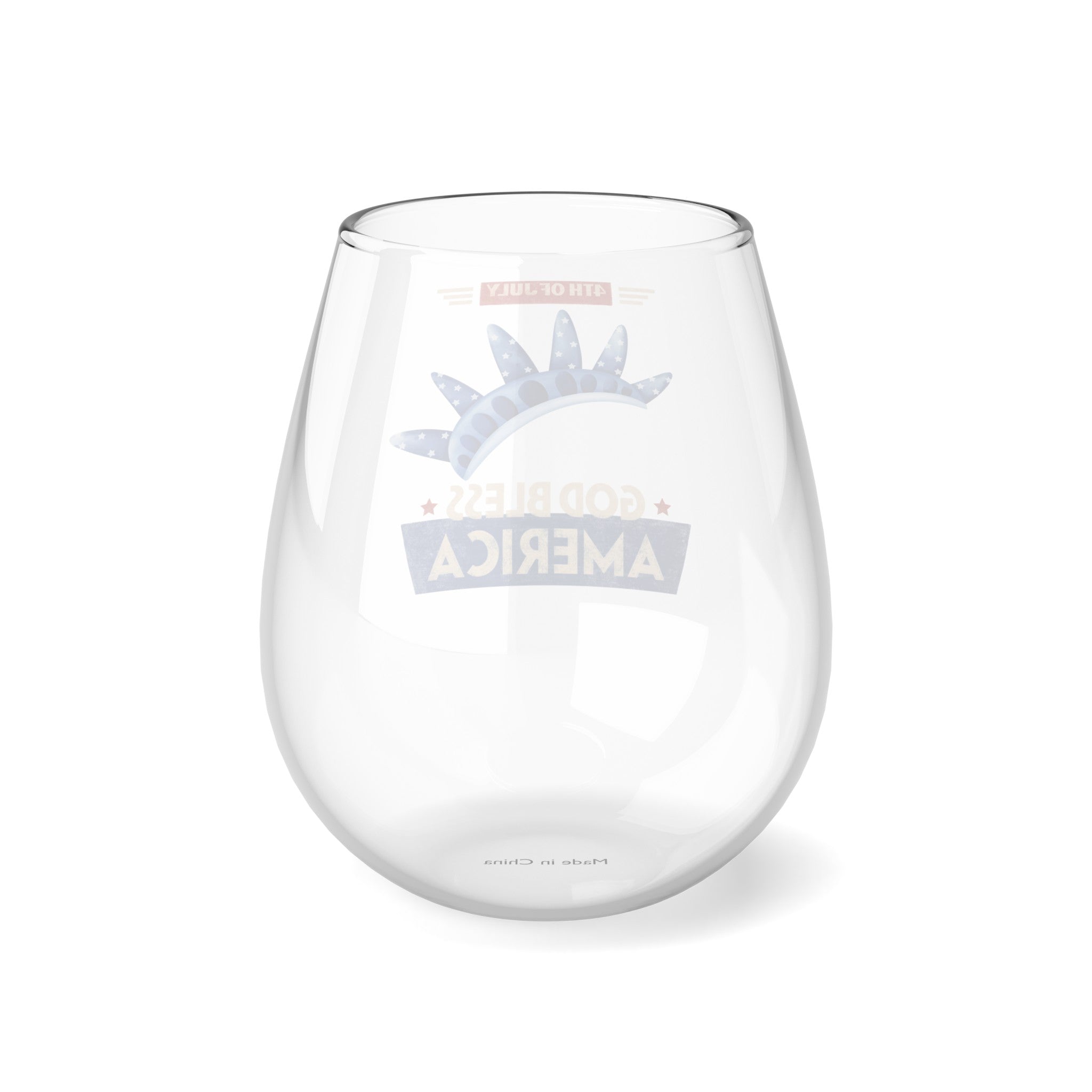 God Bless America Stemless Wine Glass, 11.75oz