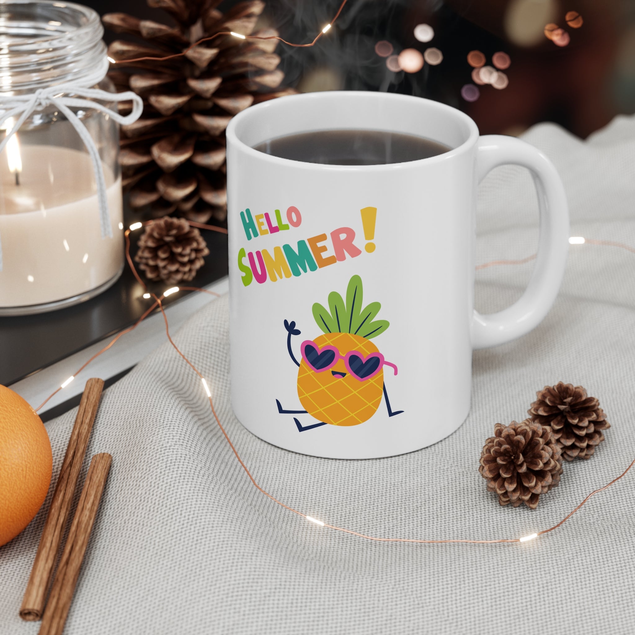 Hello Pineapple Summer Ceramic Mug 11oz