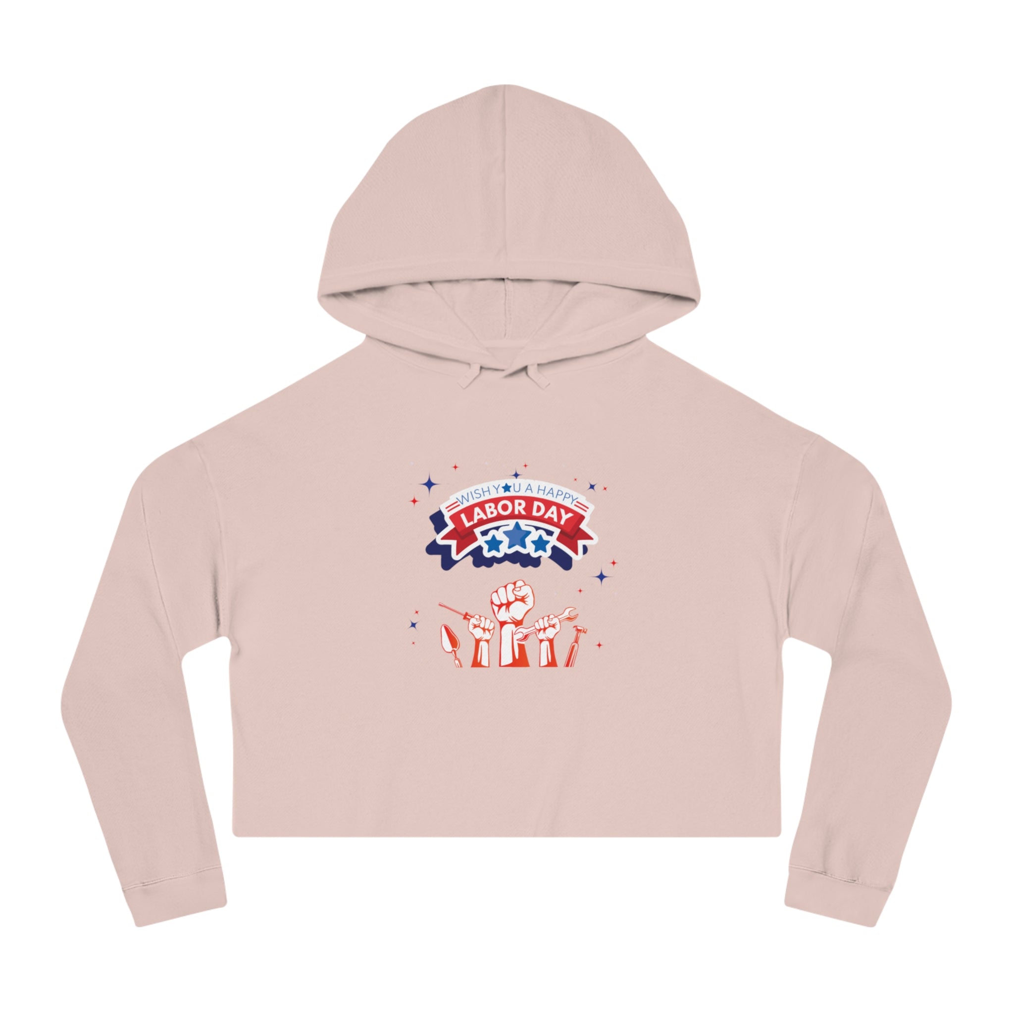 Wish U A Happy Labor Day Women’s Cropped Hooded Sweatshirt