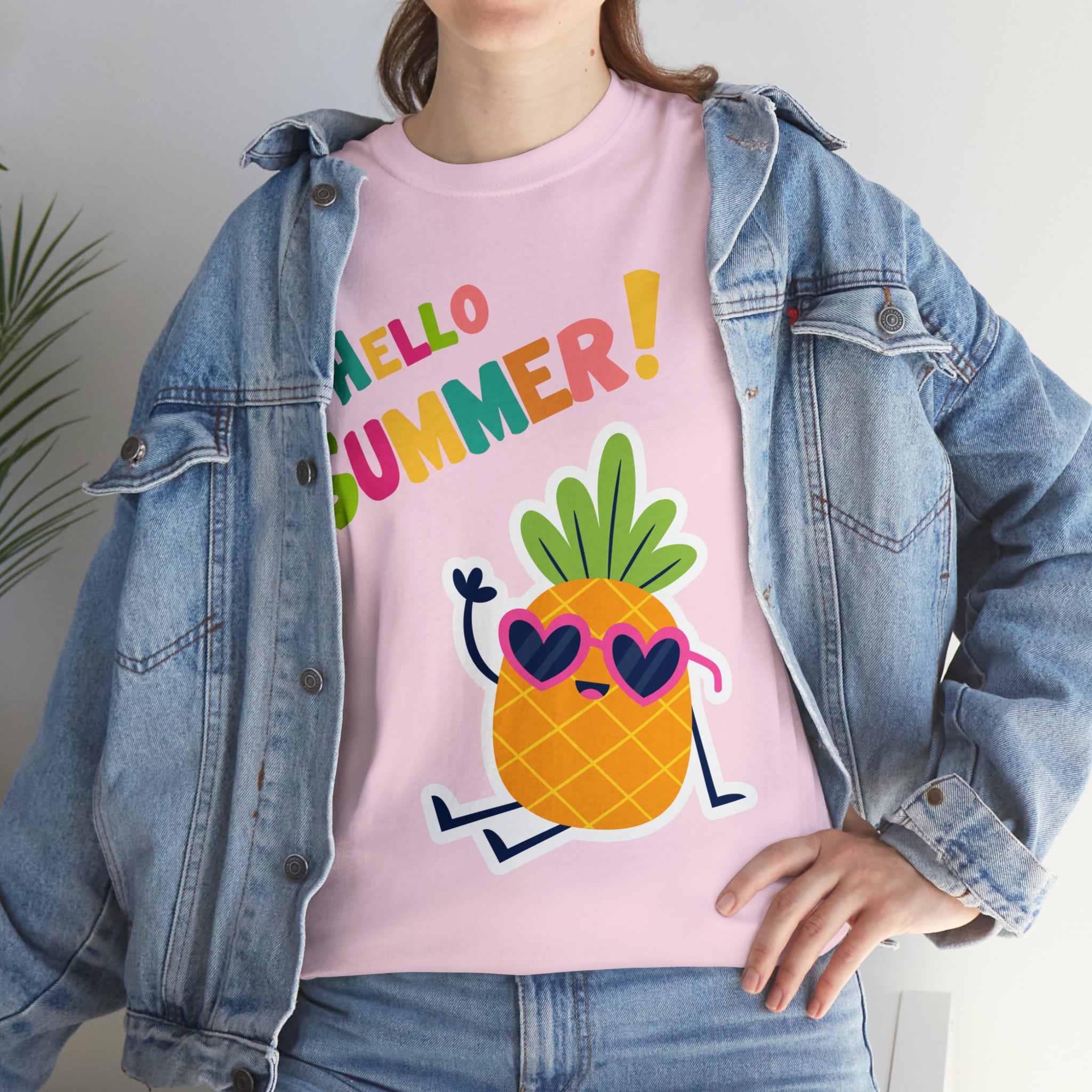 Hello Pineapple Summer Unisex Heavy Cotton Tee