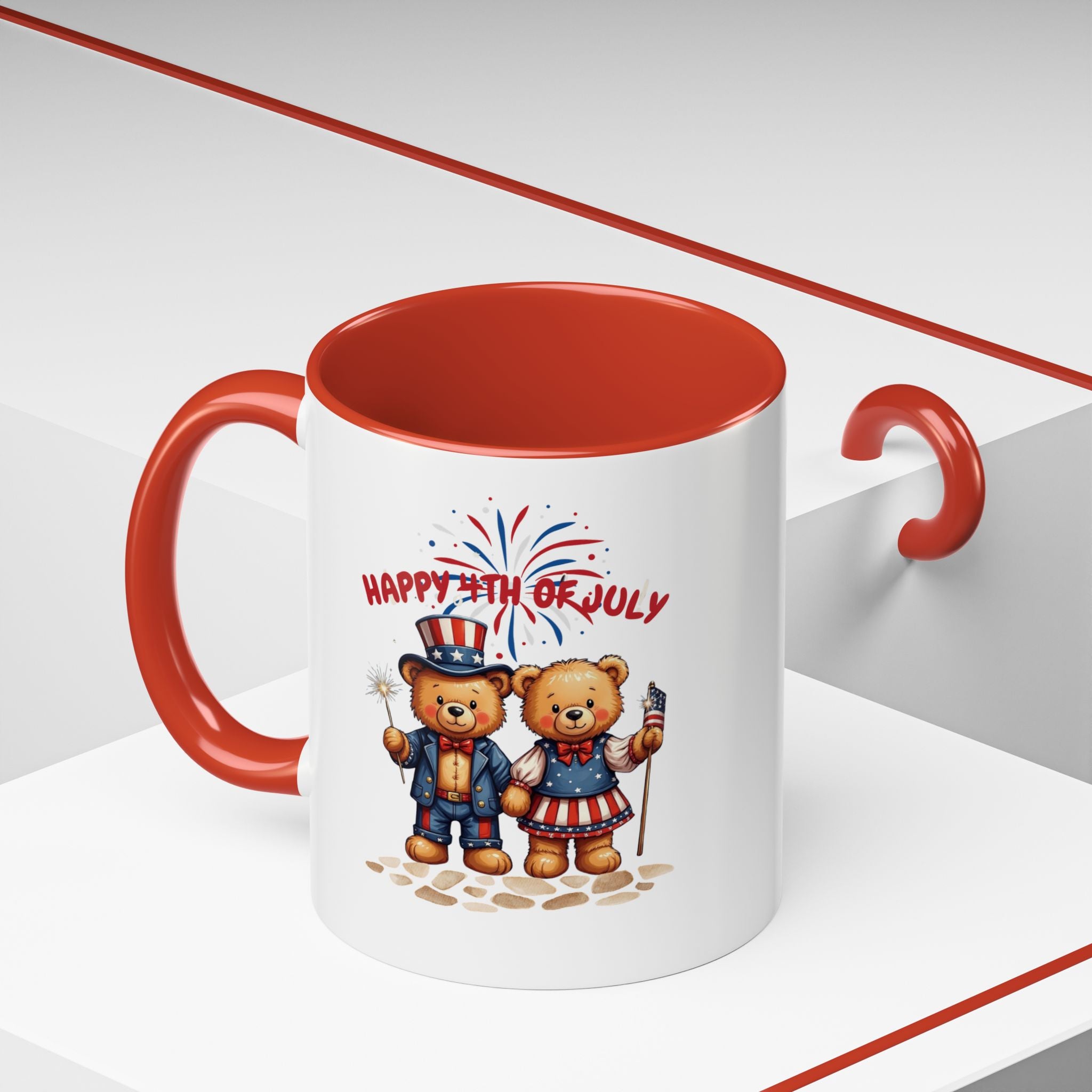 Happy 4th of July Teddy Bear Couple Coffee Mug