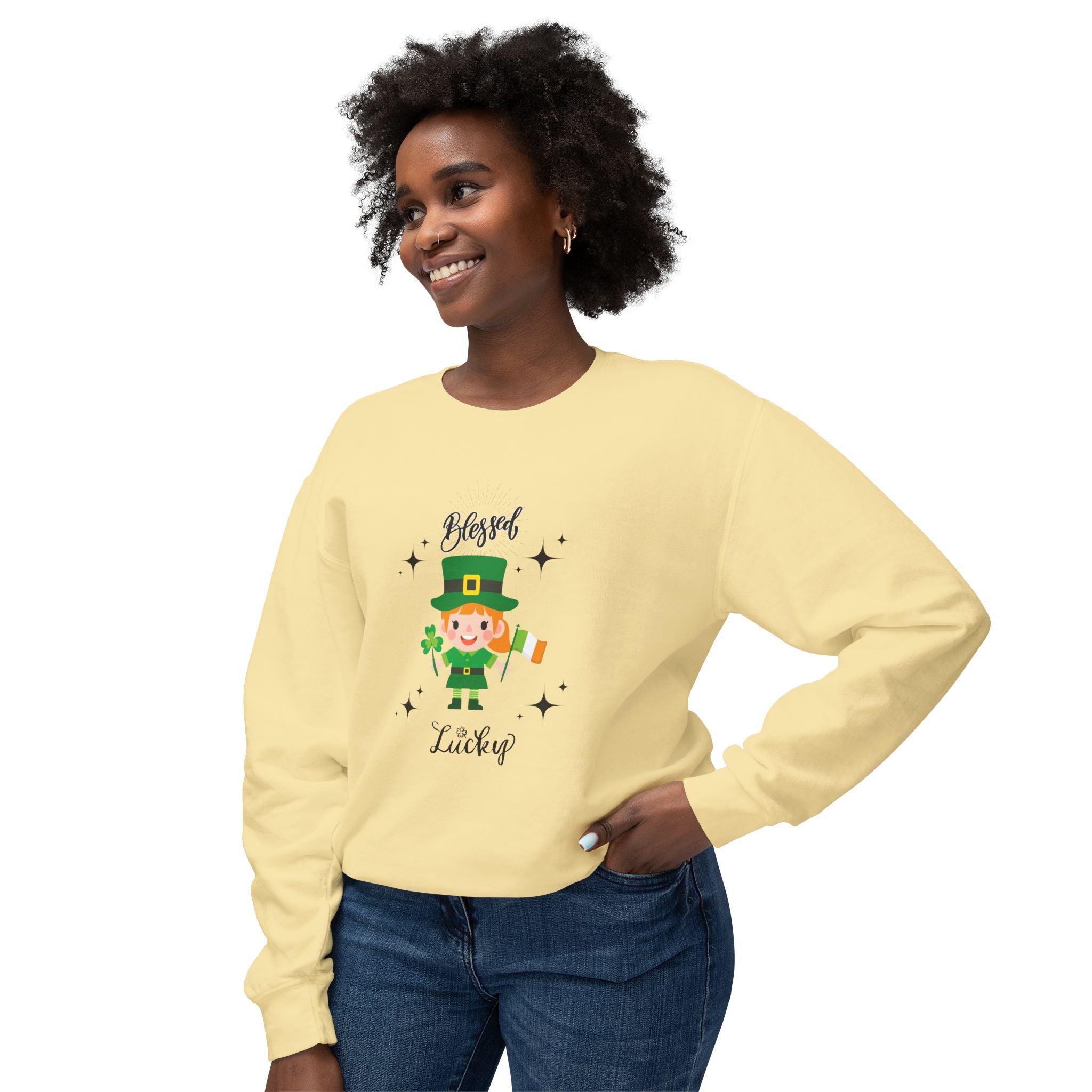 Blessed & Lucky Unisex Lightweight Crewneck Sweatshirt