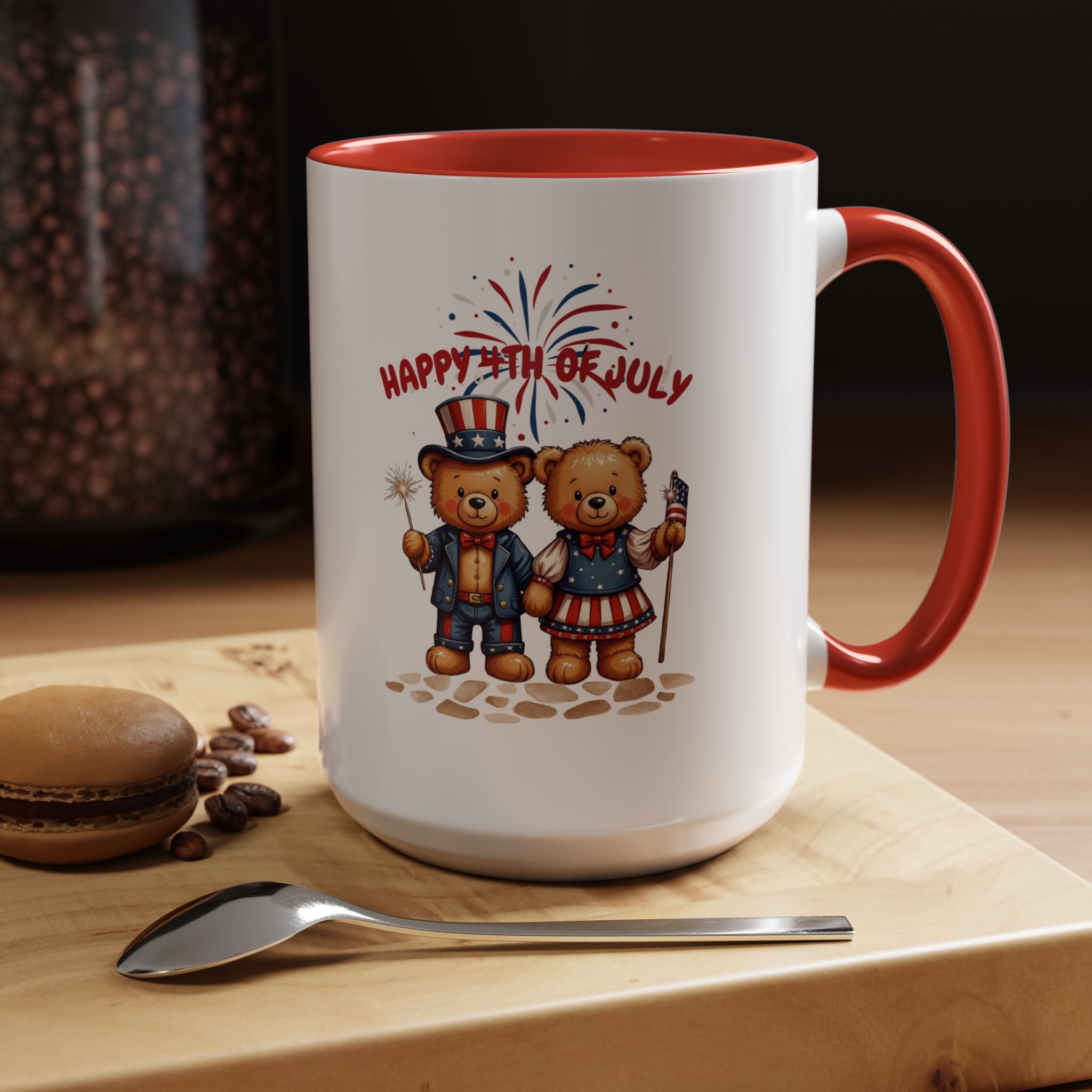Happy 4th of July Teddy Bear Couple Coffee Mug