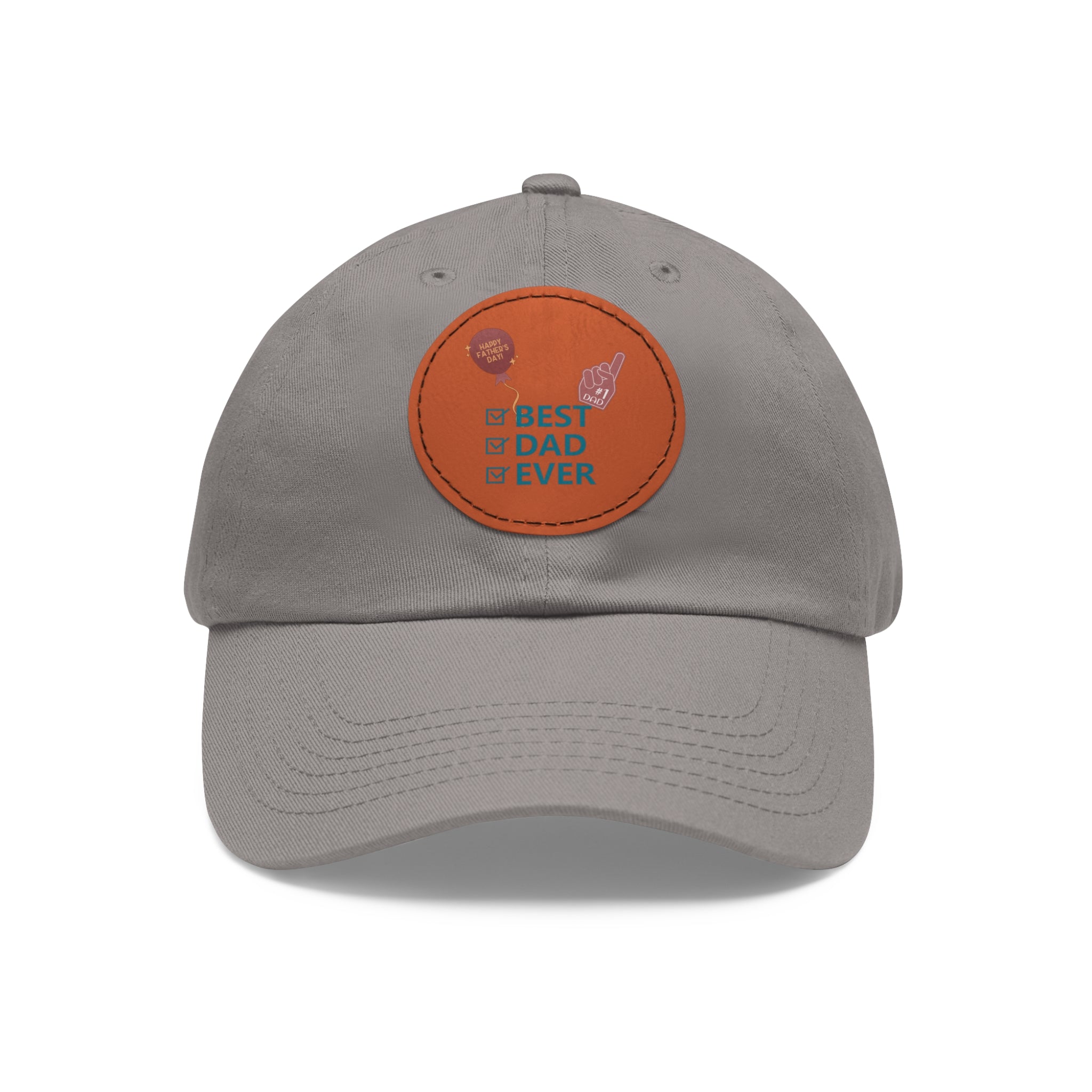 Best Dad Ever Hat with Leather Patch (Round)
