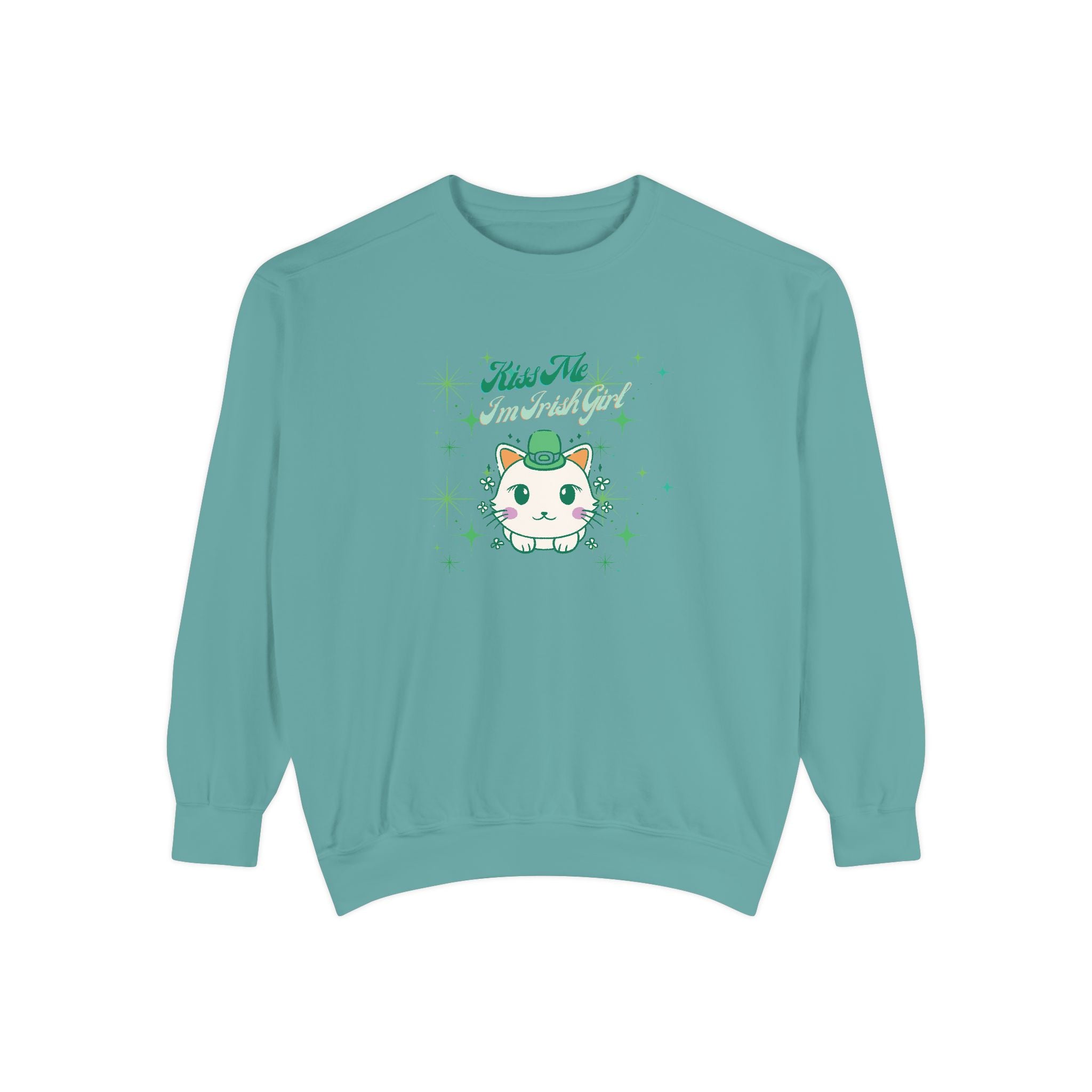 Kiss Me I'm Irish Cat Garment-Dyed Sweatshirt