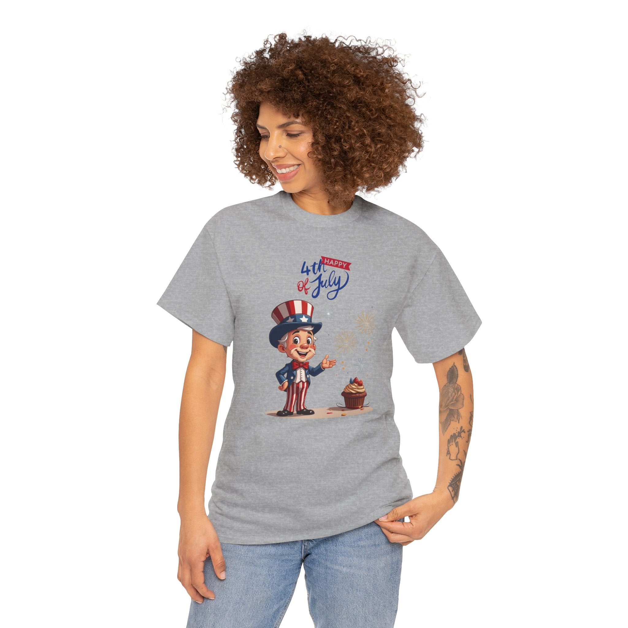 Uncle Sam Tee Happy of July, Unisex Heavy Cotton Shirt