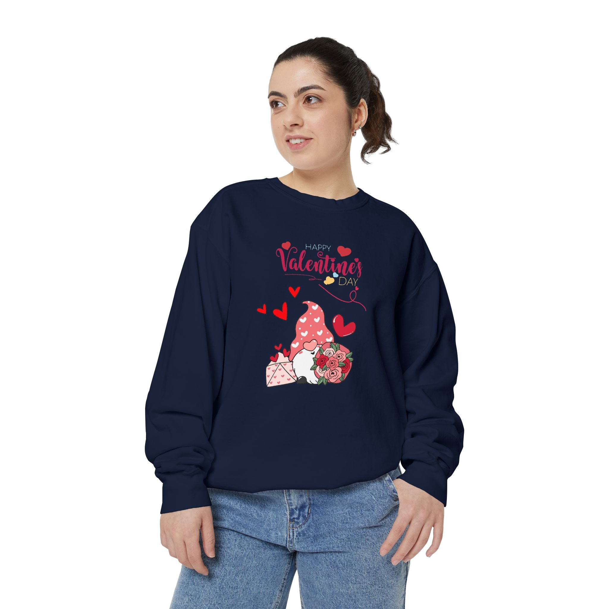 Gnome Valentine's Day Unisex Garment-Dyed Sweatshirt