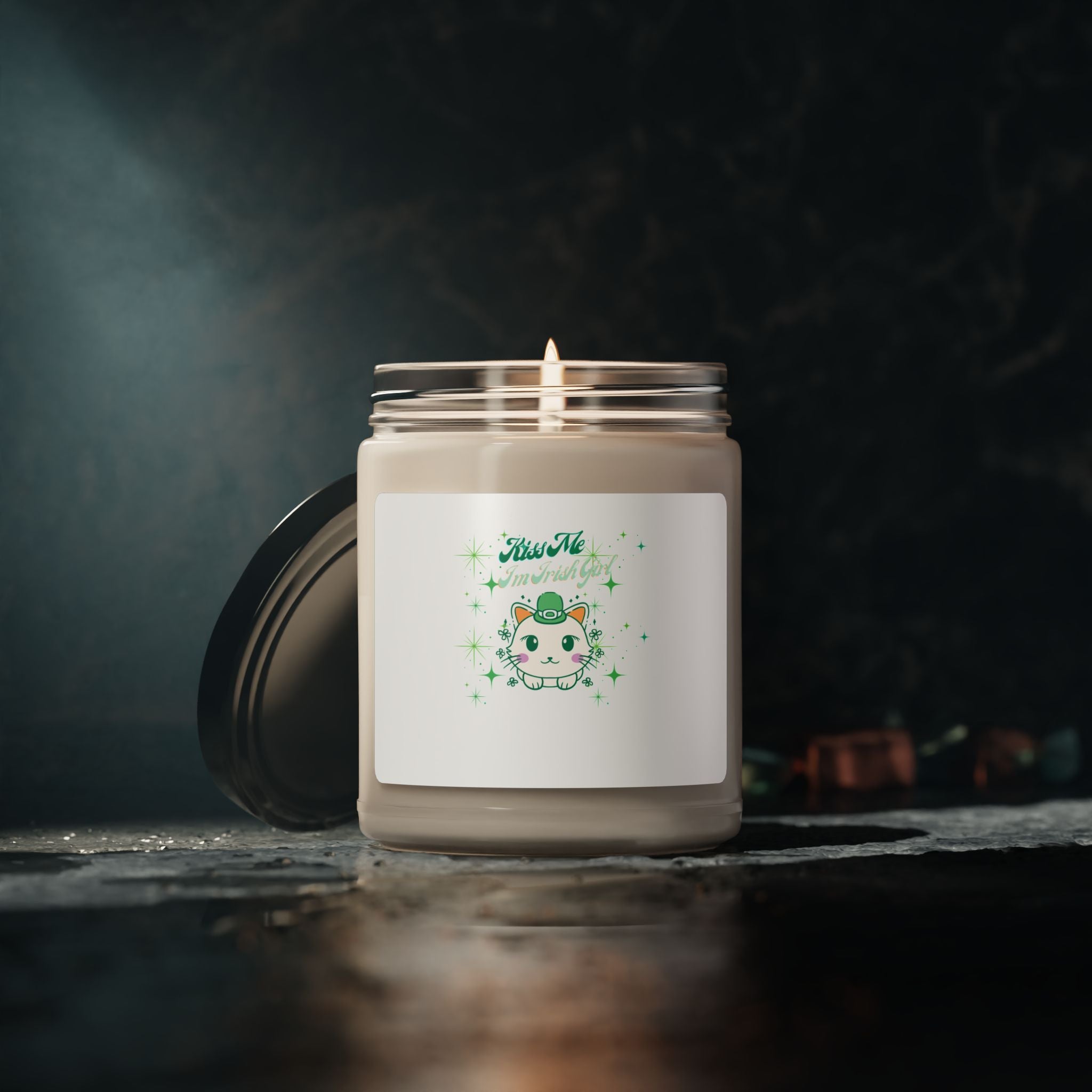 Kiss Me I'm Irish Cat-Themed Aromatherapy Candle
