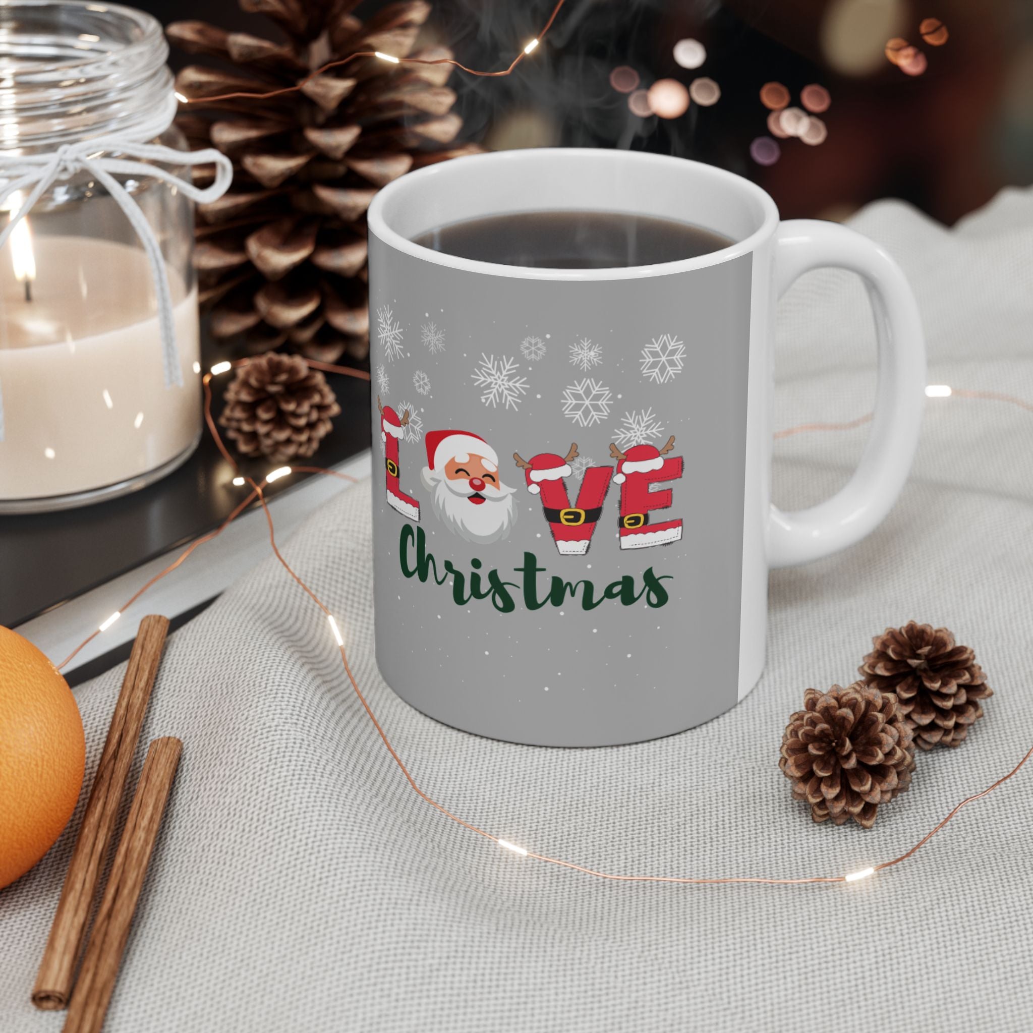 Santa Claus Loves Christmas Ceramic Mug, (11oz, 15oz)