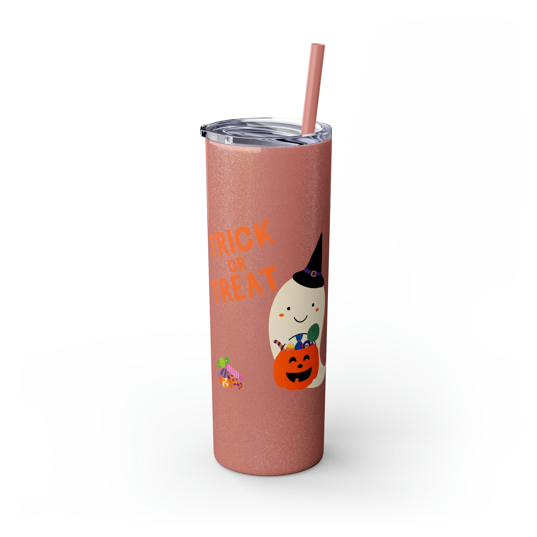 Trick or Treat Skinny Tumbler with Straw, 20oz