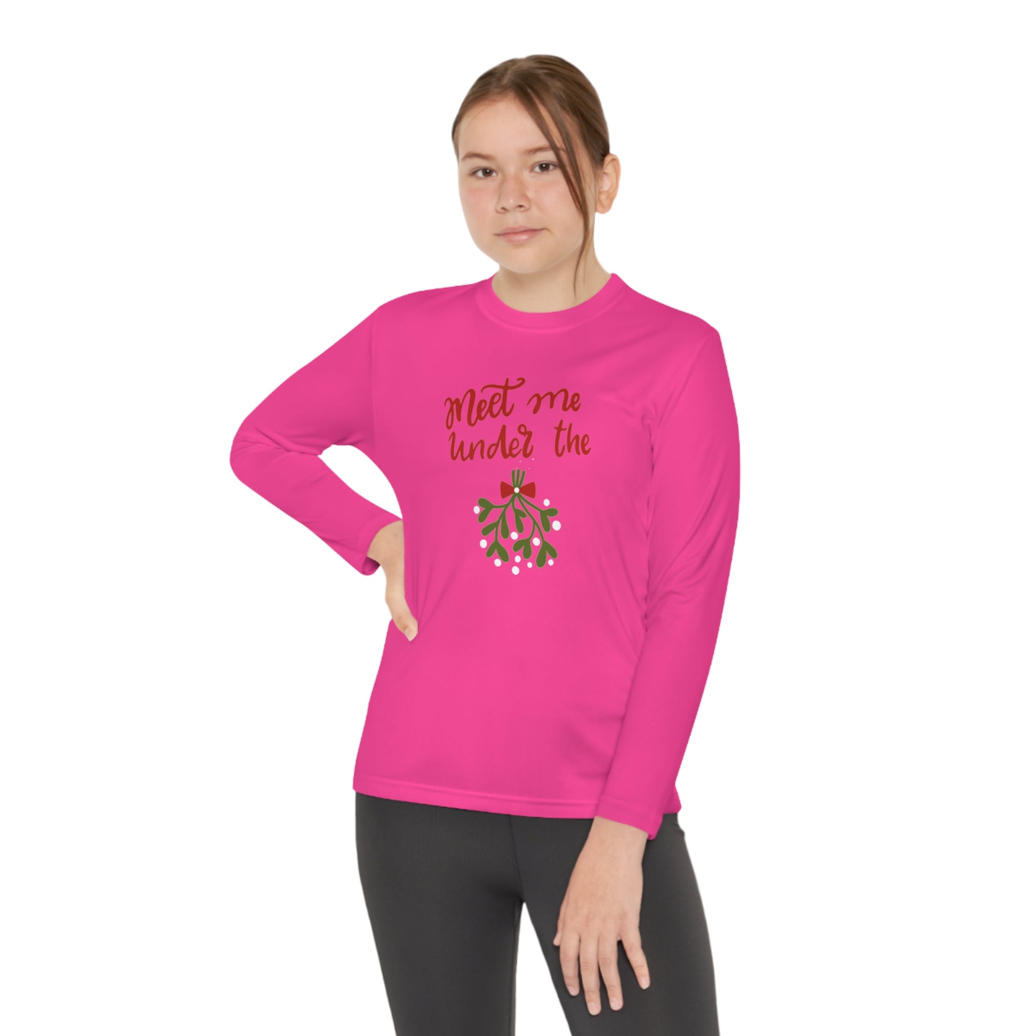 Meet Me Under The Mistletoe Youth Long Sleeve Competitor Tee