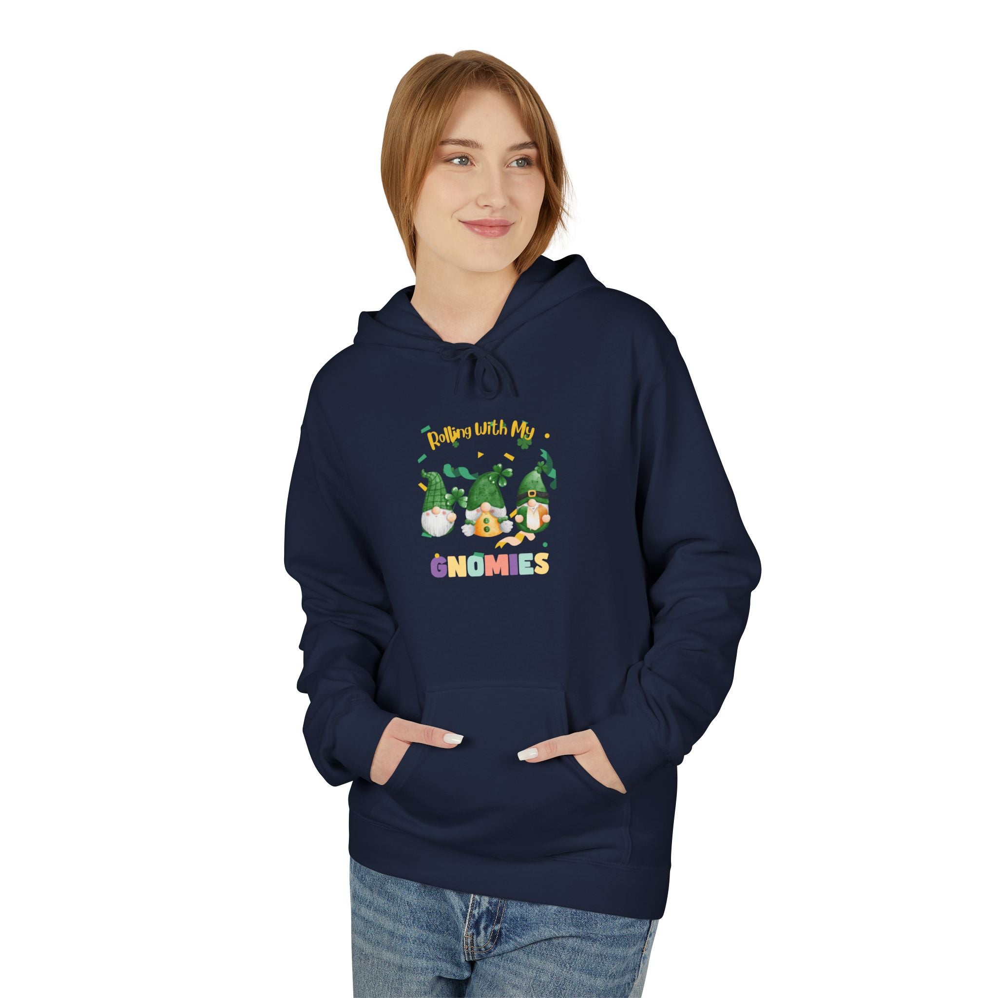 Rolling With My Gnomes Fleece Hoodie - Cozy Unisex Midweight Sweatshirt for Nature Lovers