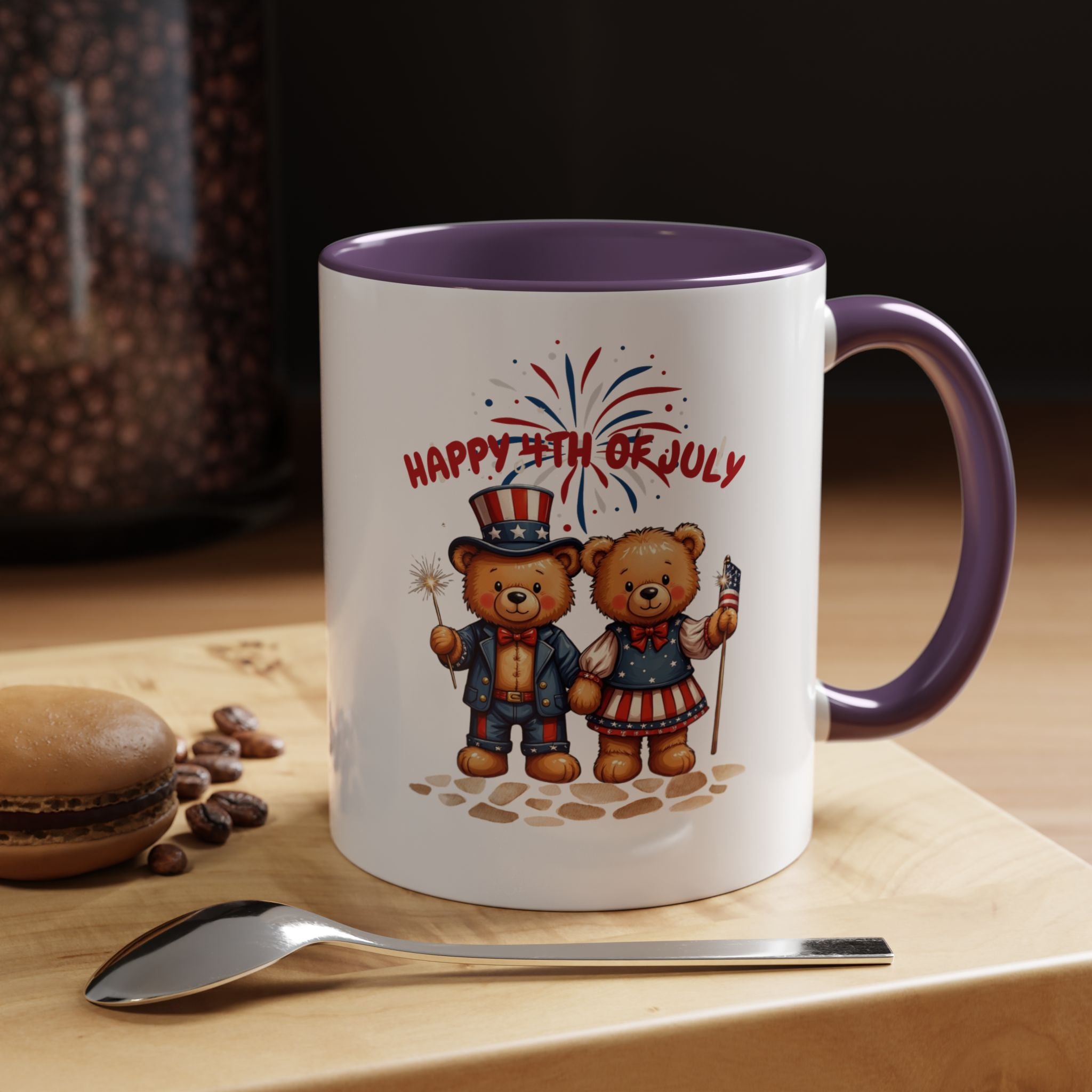 Happy 4th of July Teddy Bear Couple Coffee Mug