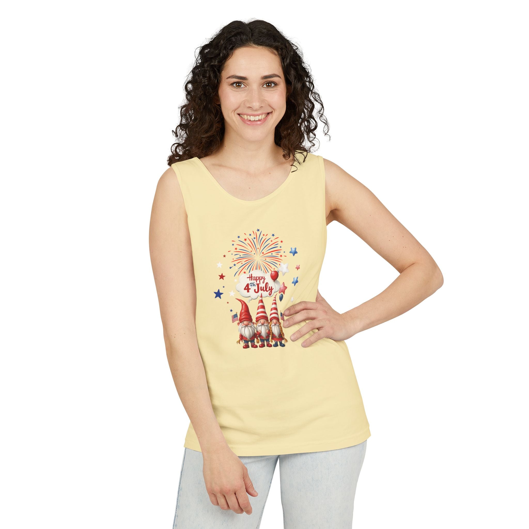 Gnome 4th of July Unisex Tank Top, Festive Holiday Apparel, Casual Independence Day Wear