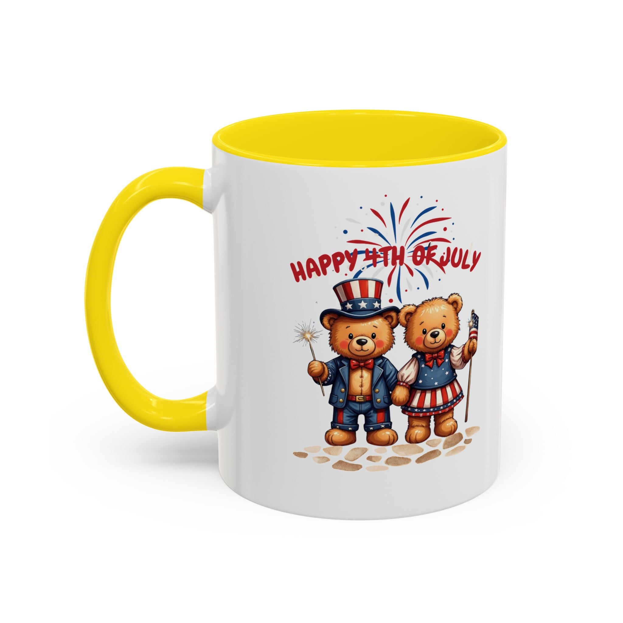 Happy 4th of July Teddy Bear Couple Coffee Mug