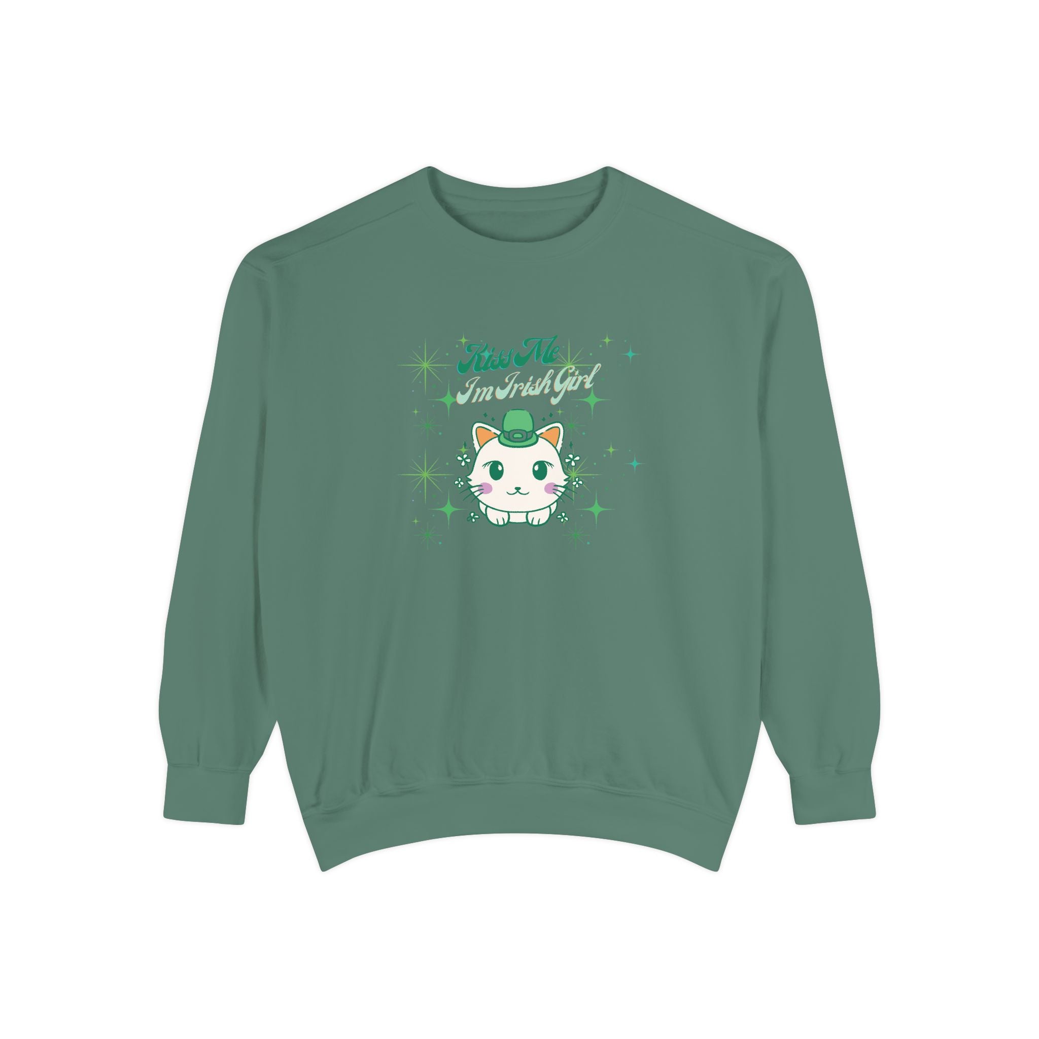 Kiss Me I'm Irish Cat Garment-Dyed Sweatshirt