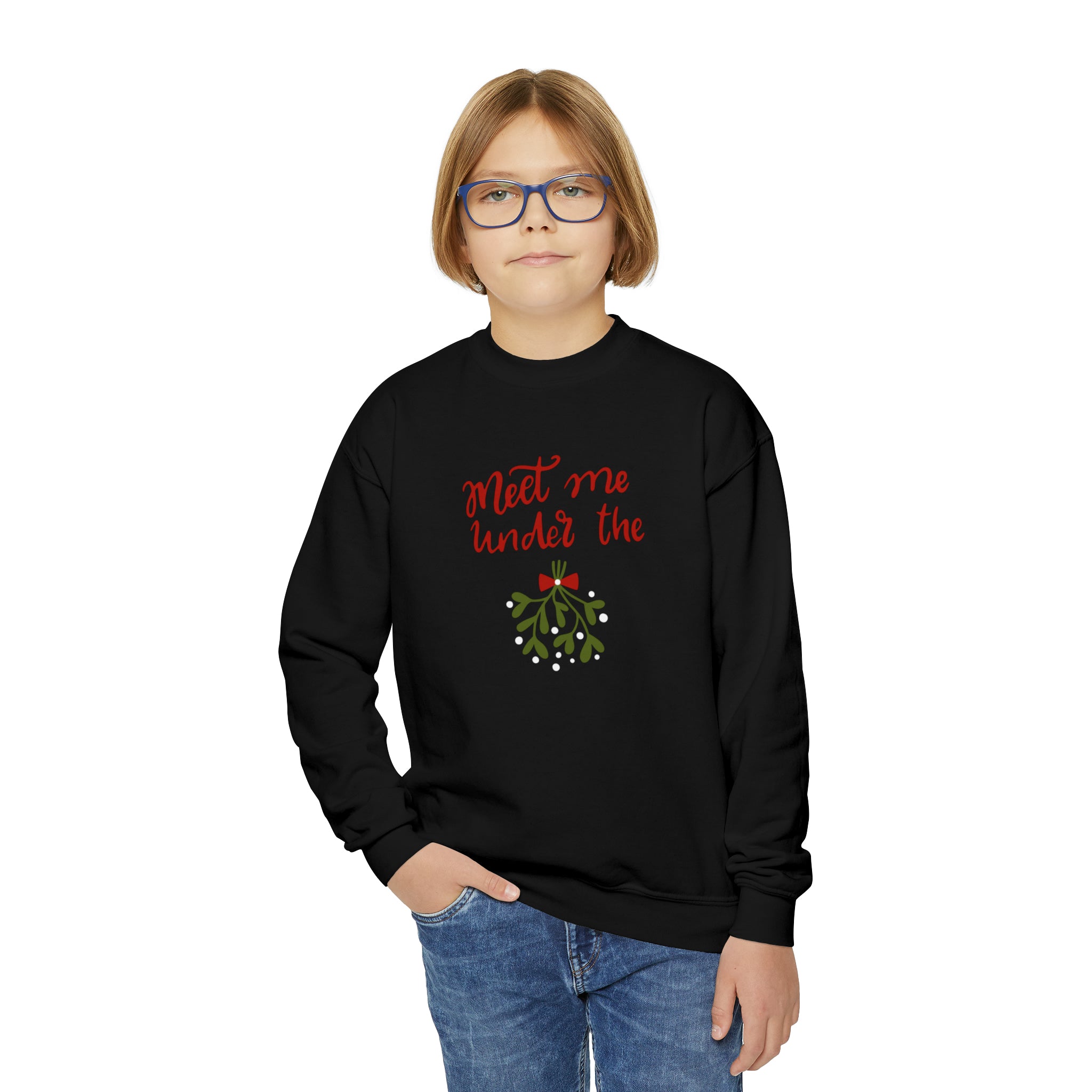 Meet Me Under The Mistletoe Youth Crewneck Sweatshirt