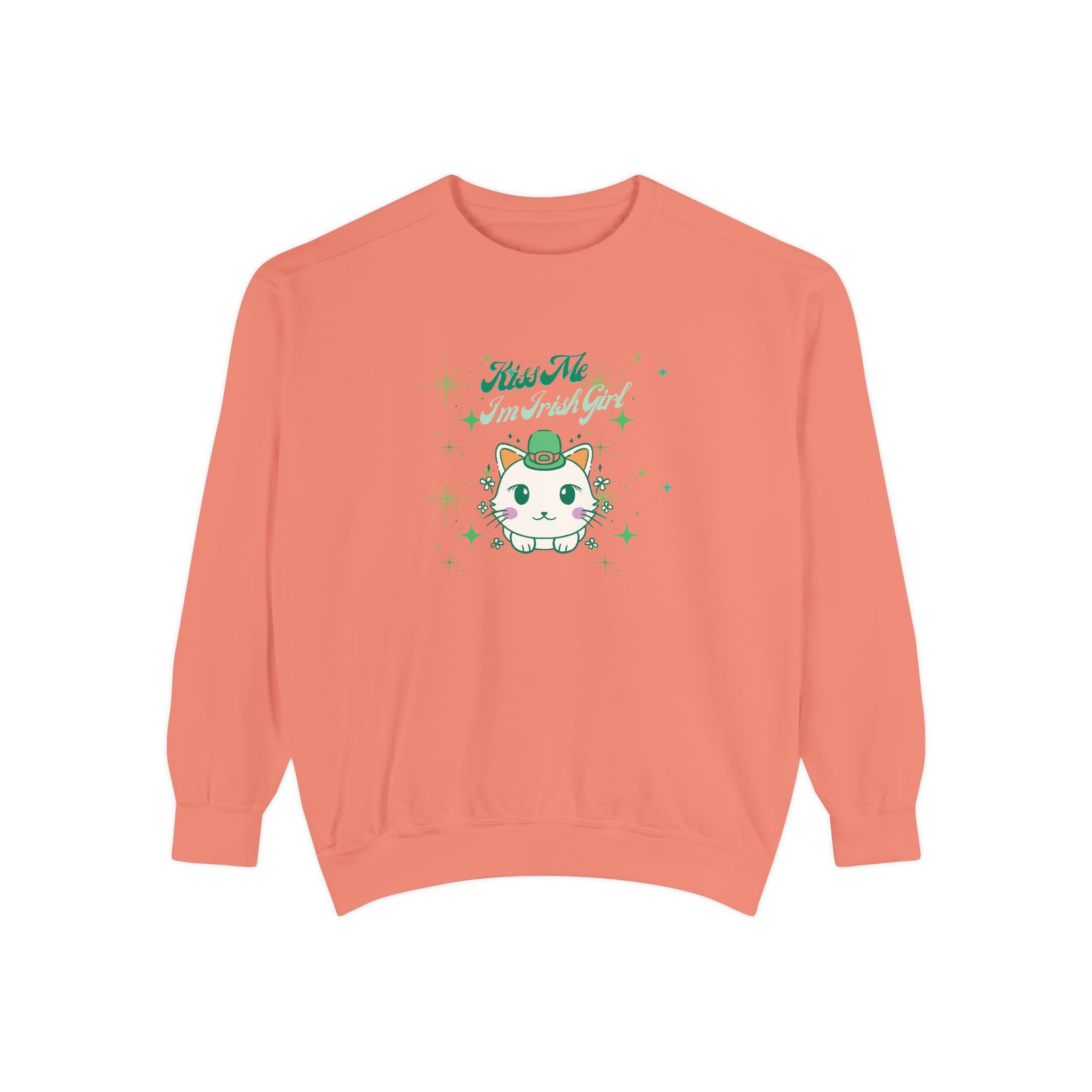 Kiss Me I'm Irish Cat Garment-Dyed Sweatshirt