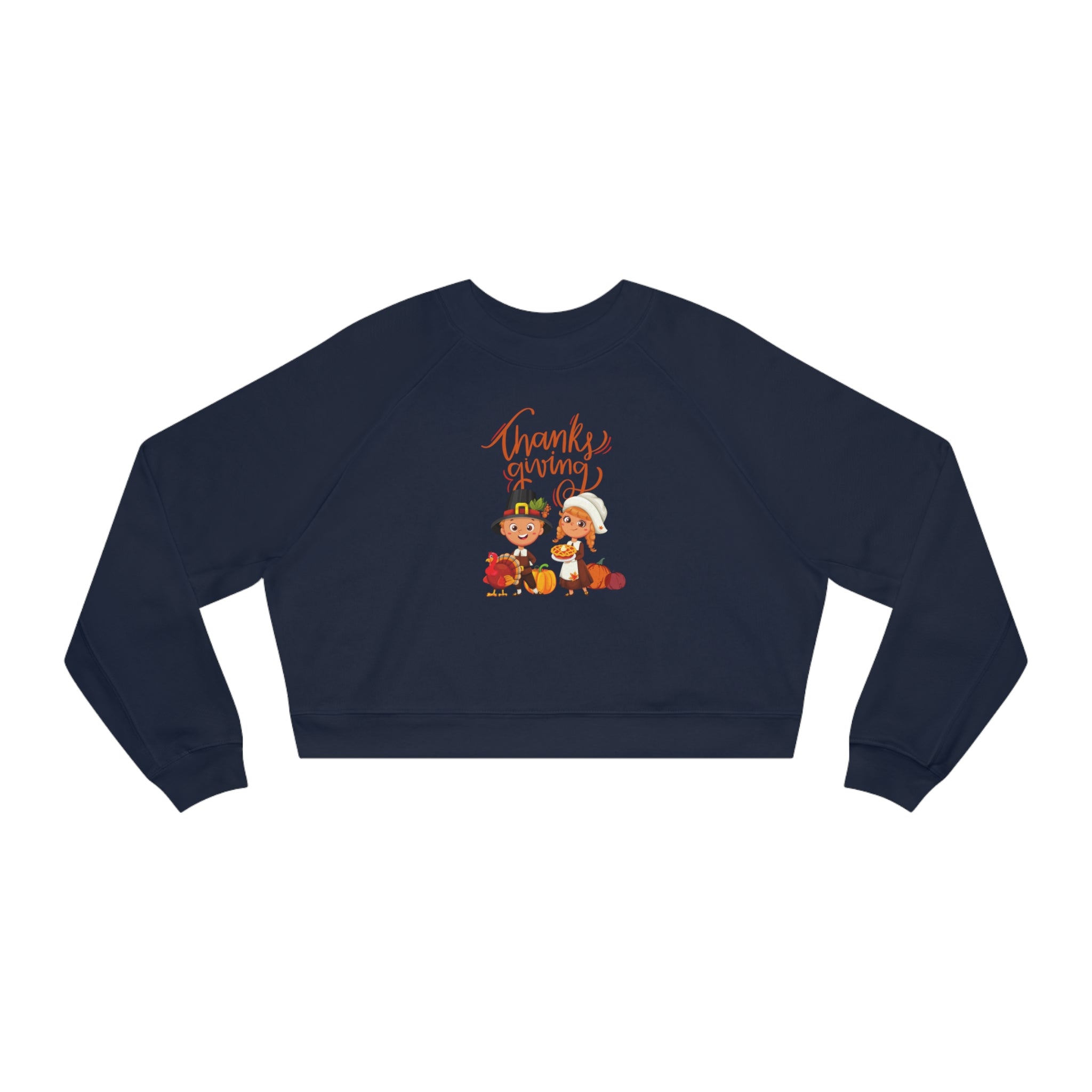 Happy Thanksgiving Women's Cropped Fleece Pullover