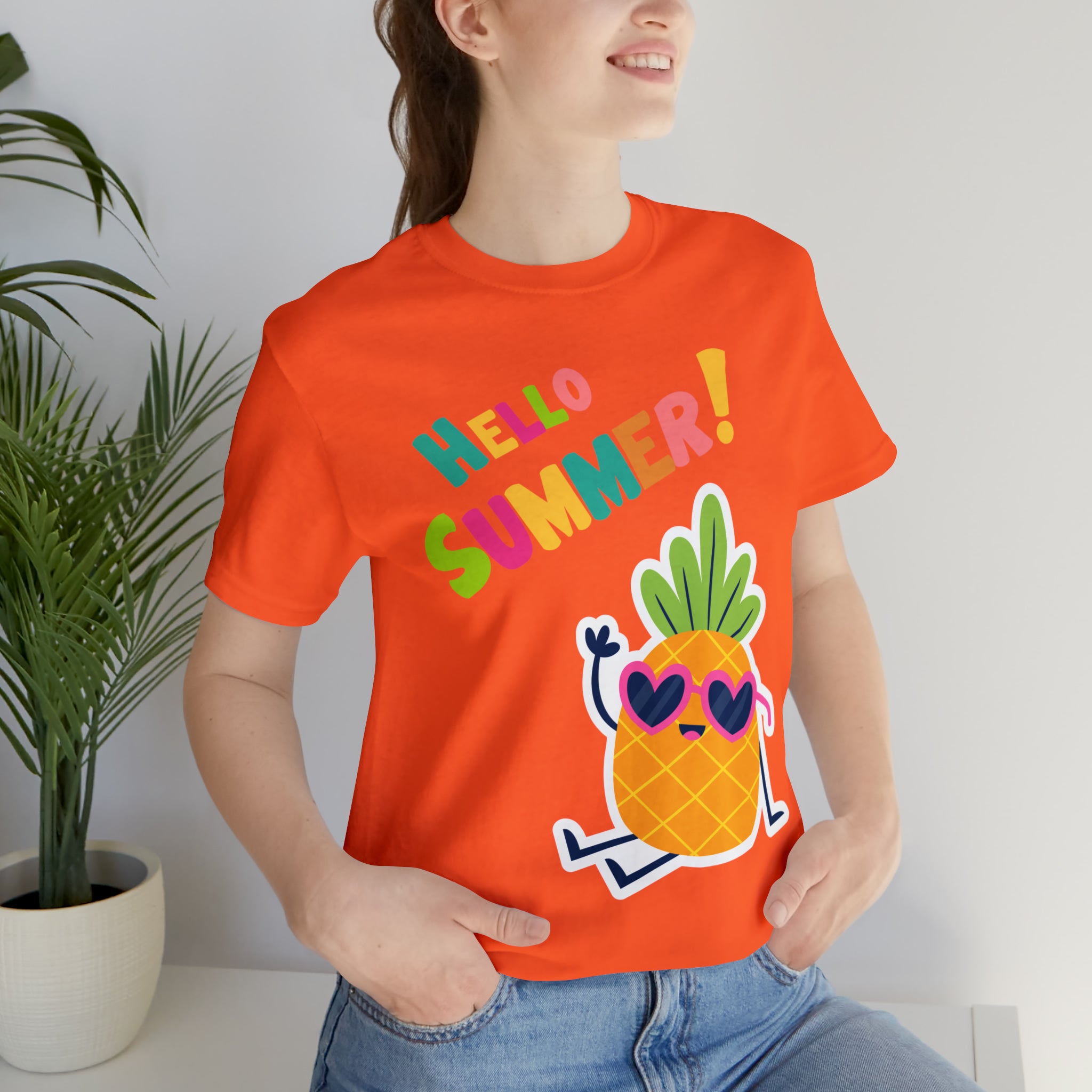 Hello Pineapple Summer Unisex Jersey Short Sleeve Tee