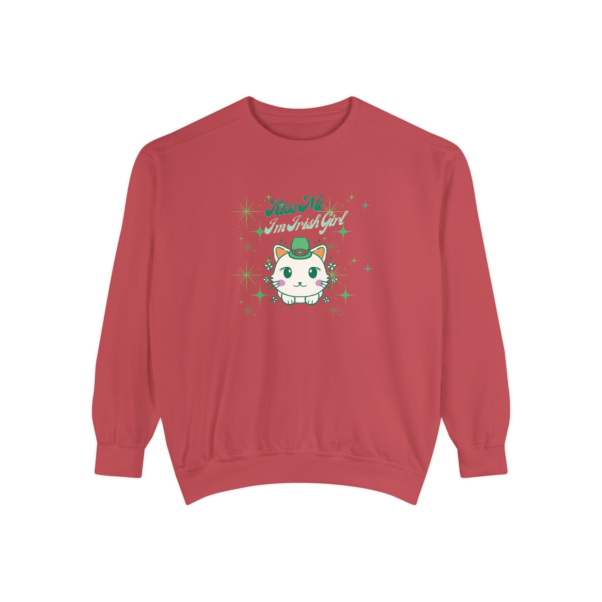 Kiss Me I'm Irish Cat Garment-Dyed Sweatshirt