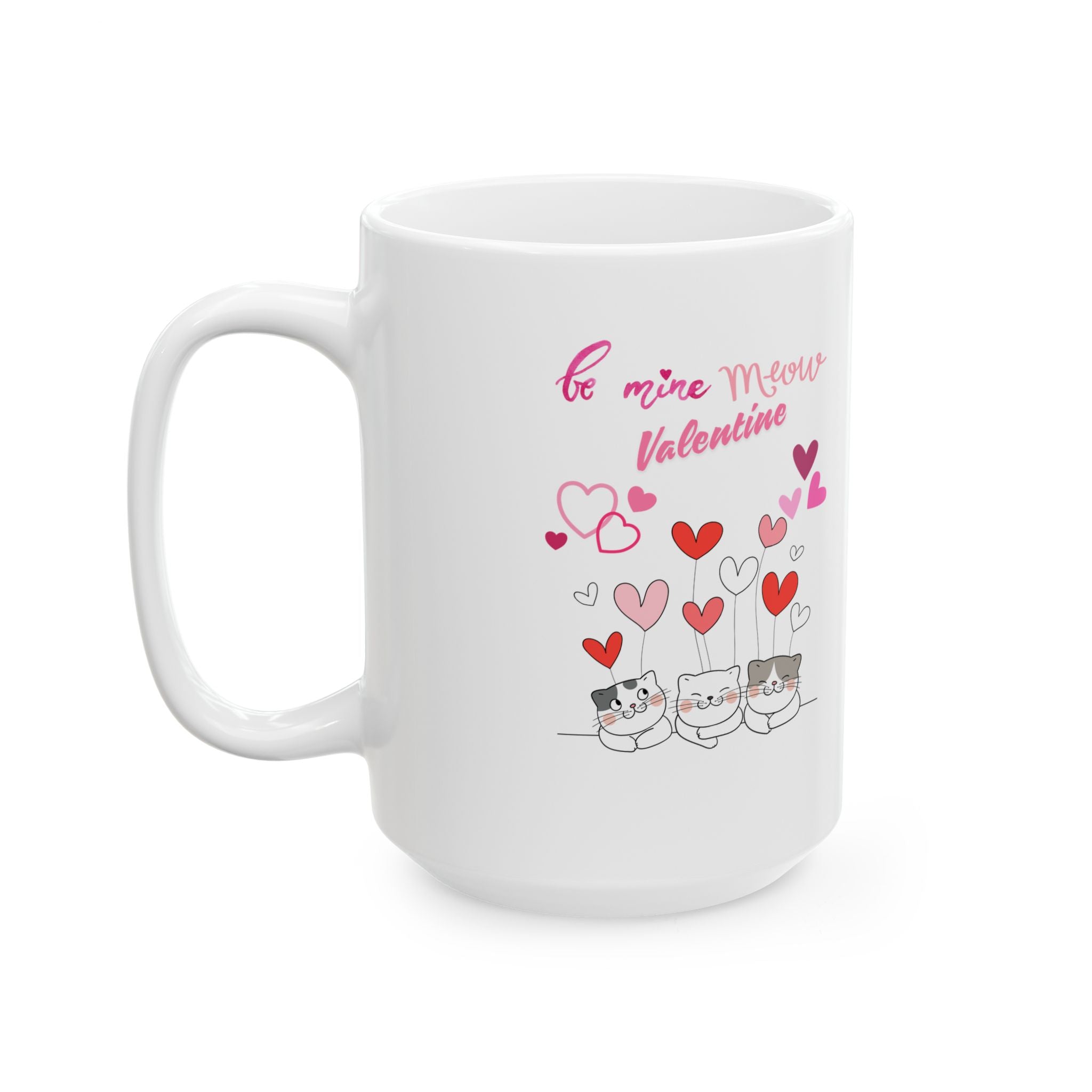 Meow Valentine's Day Ceramic Mug, (11oz, 15oz)