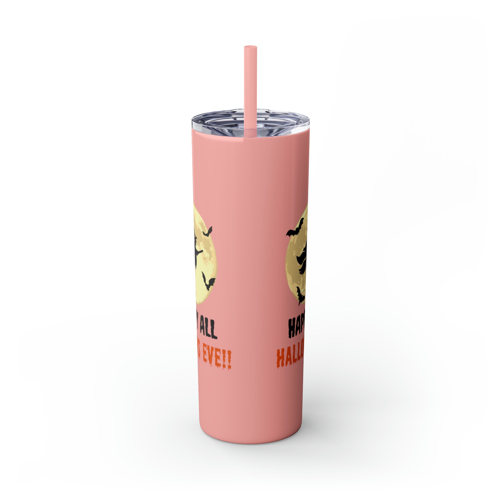 Happy All Hallows Eve Skinny Tumbler with Straw, 20oz