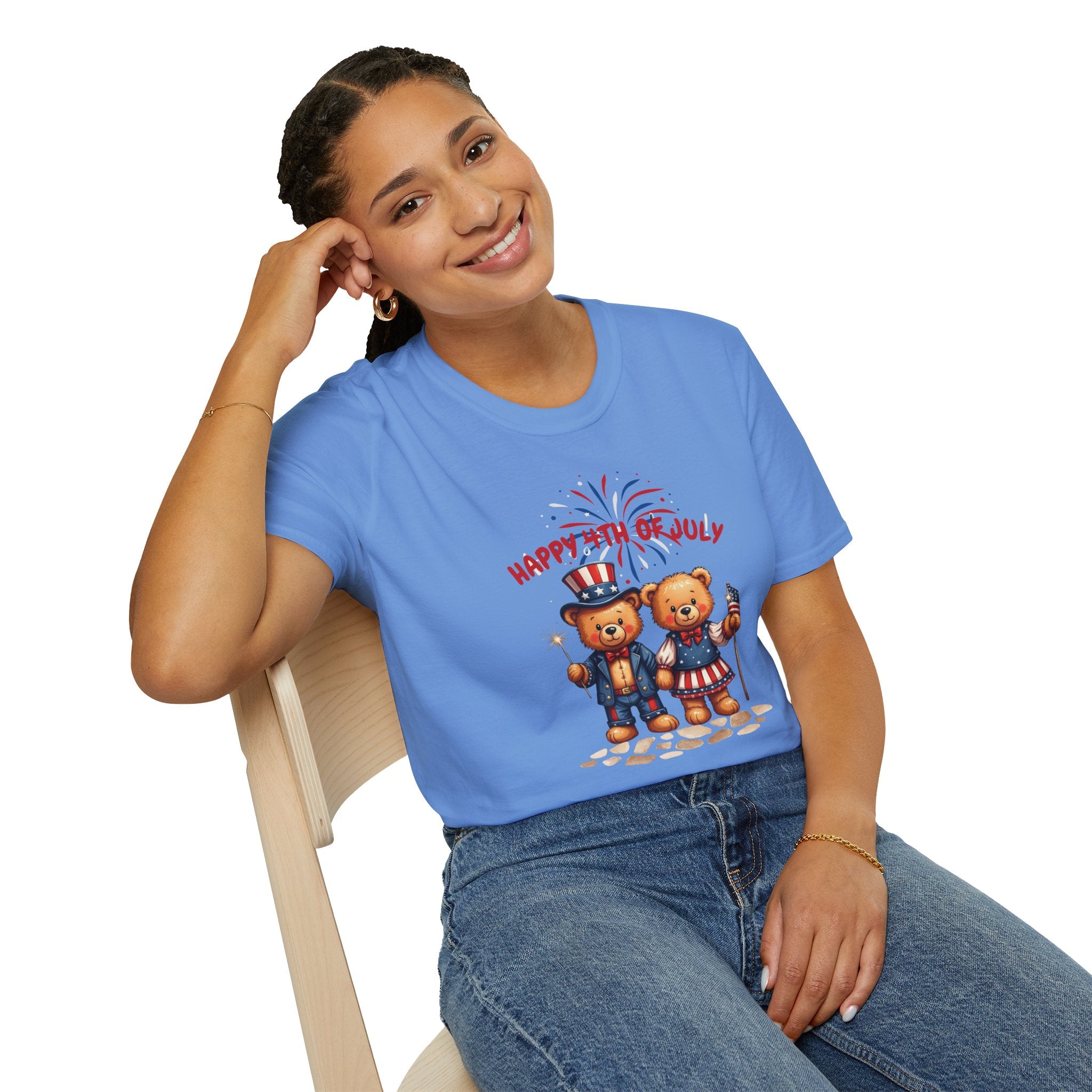 Happy 4th of July Teddy Bear Couple Unisex T-Shirt