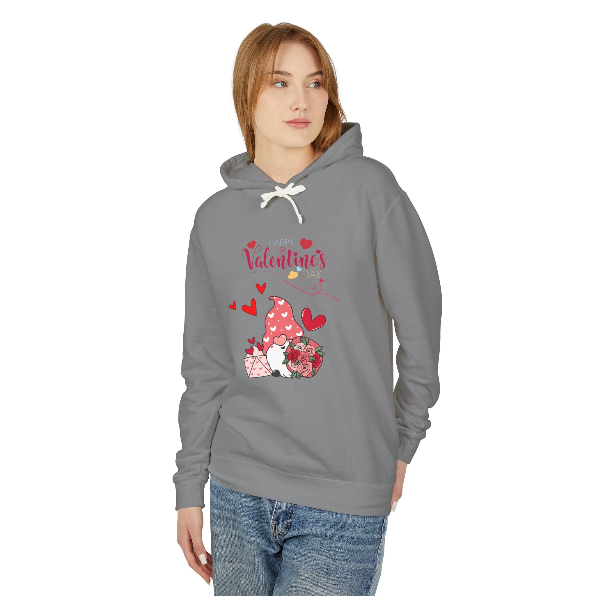 Gnome Valentine's Day Unisex Lightweight Hooded Sweatshirt