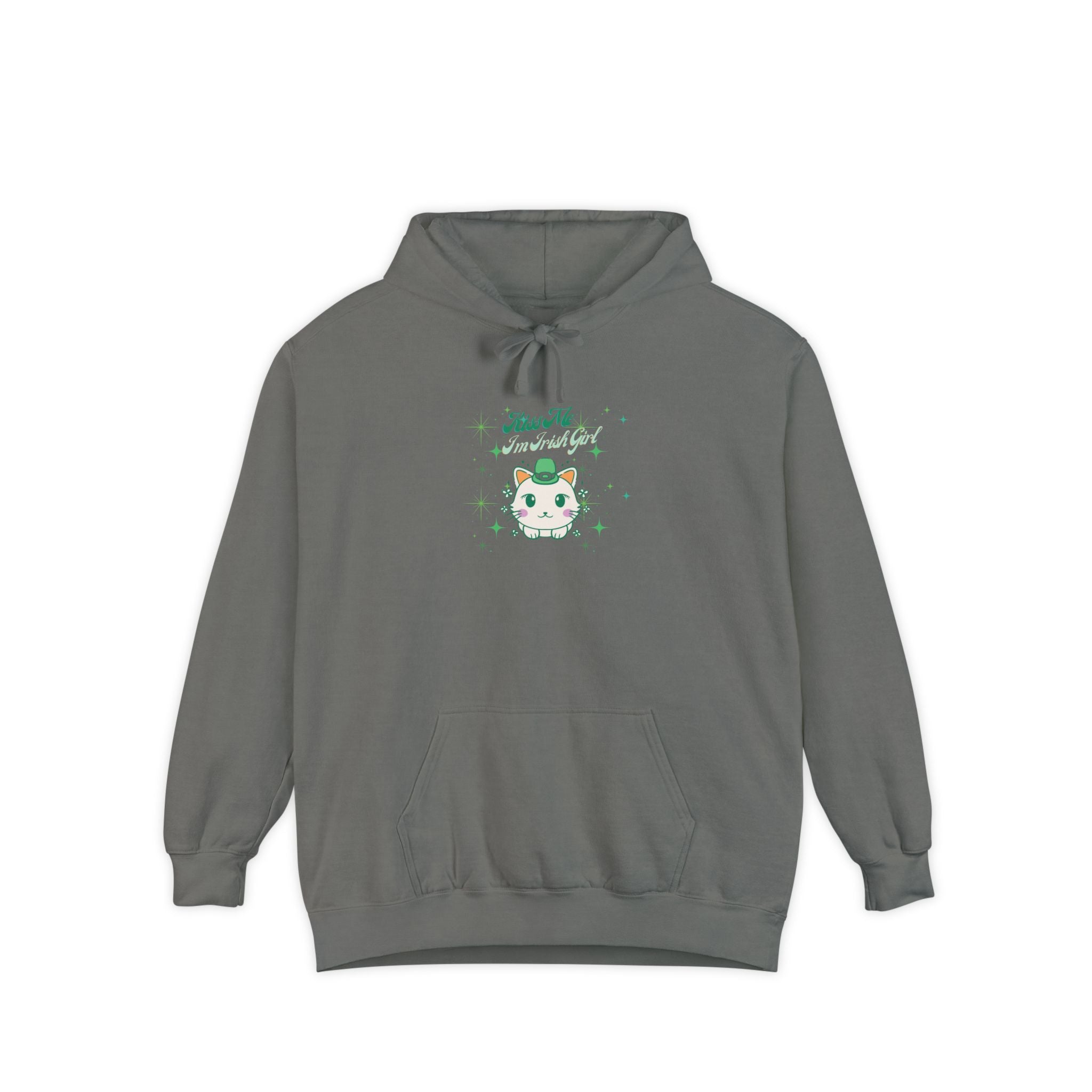 Kiss Me I'm Irish Cat Unisex Garment-Dyed Hoodie