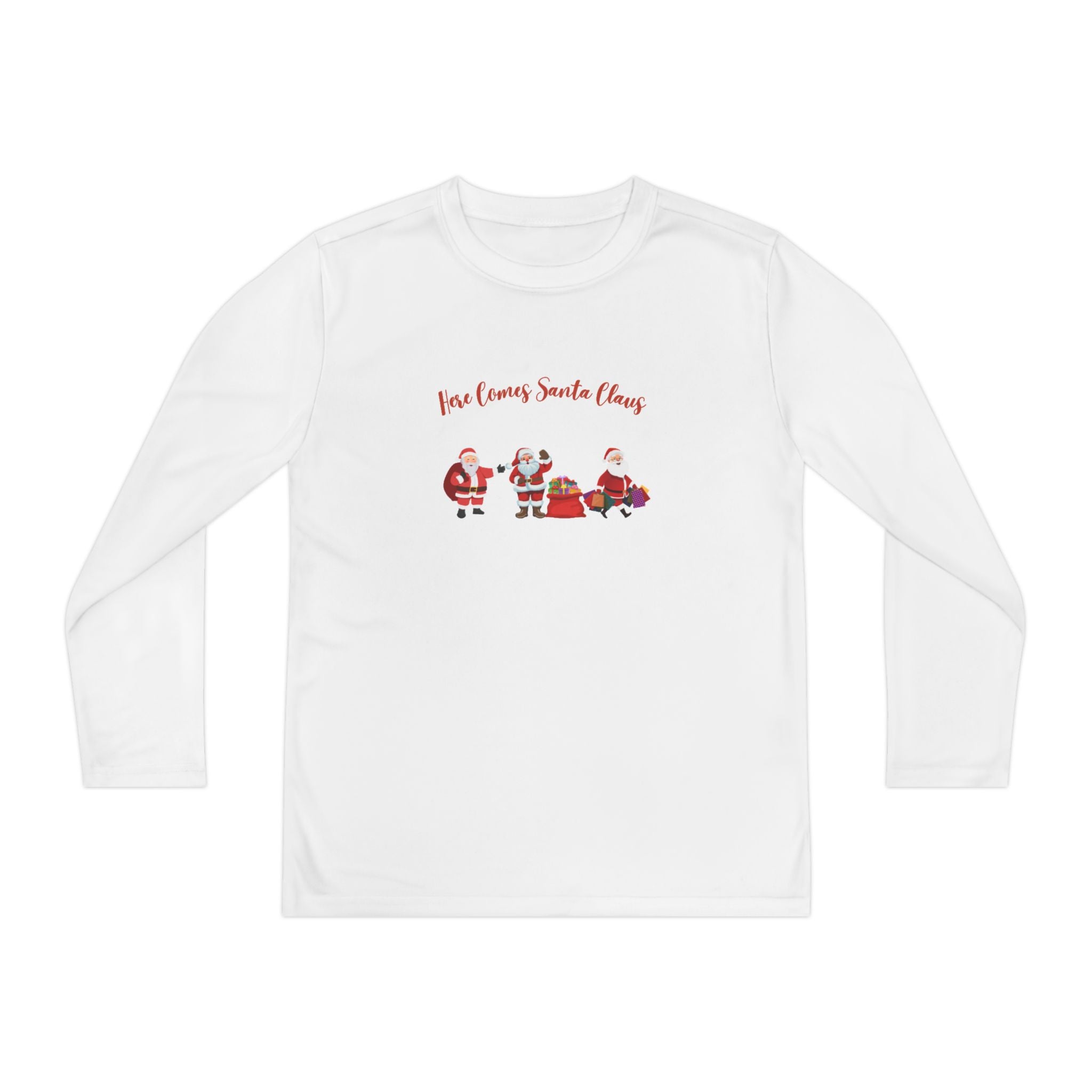 Here Comes Santa Claus Youth Long Sleeve Competitor Tee