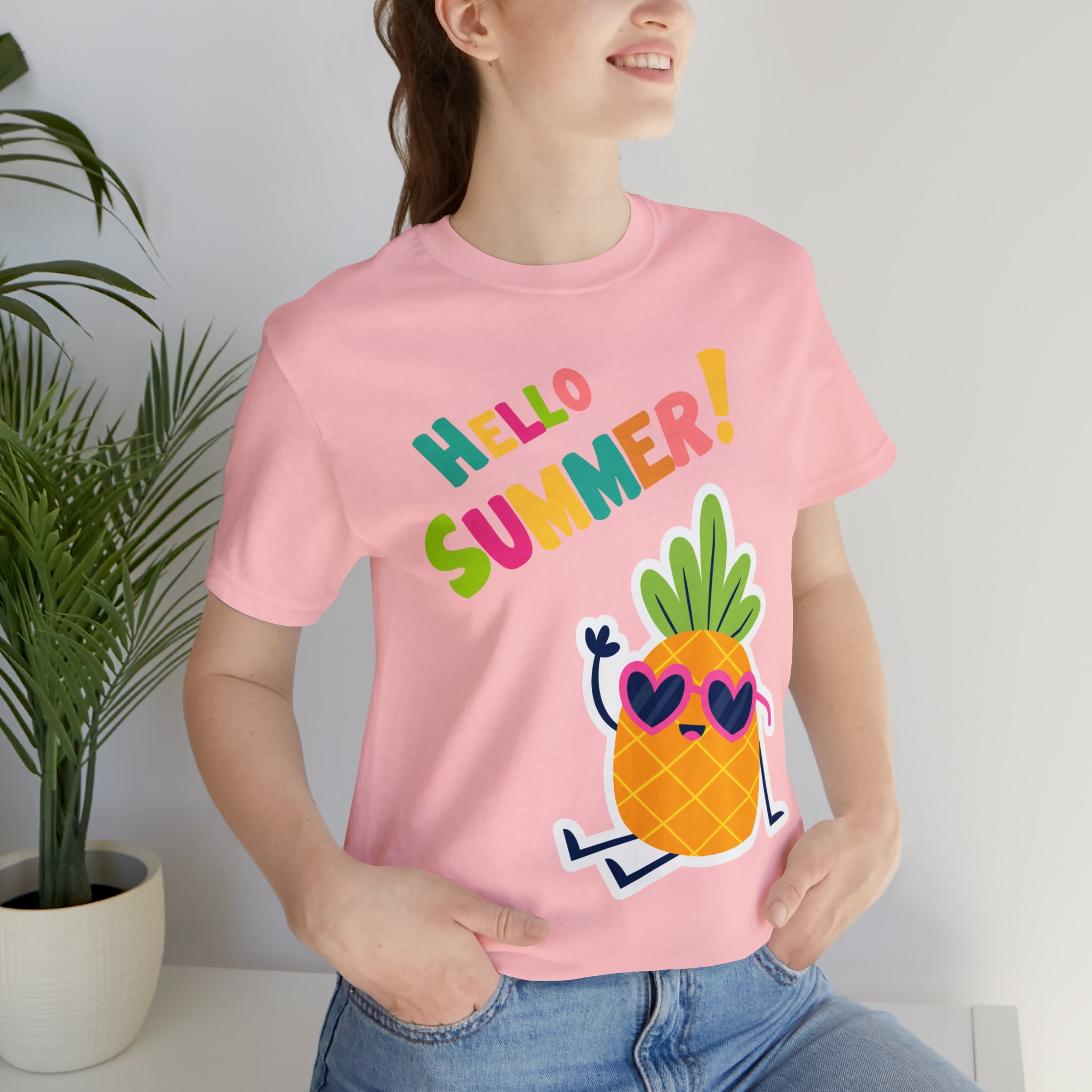 Hello Pineapple Summer Unisex Jersey Short Sleeve Tee