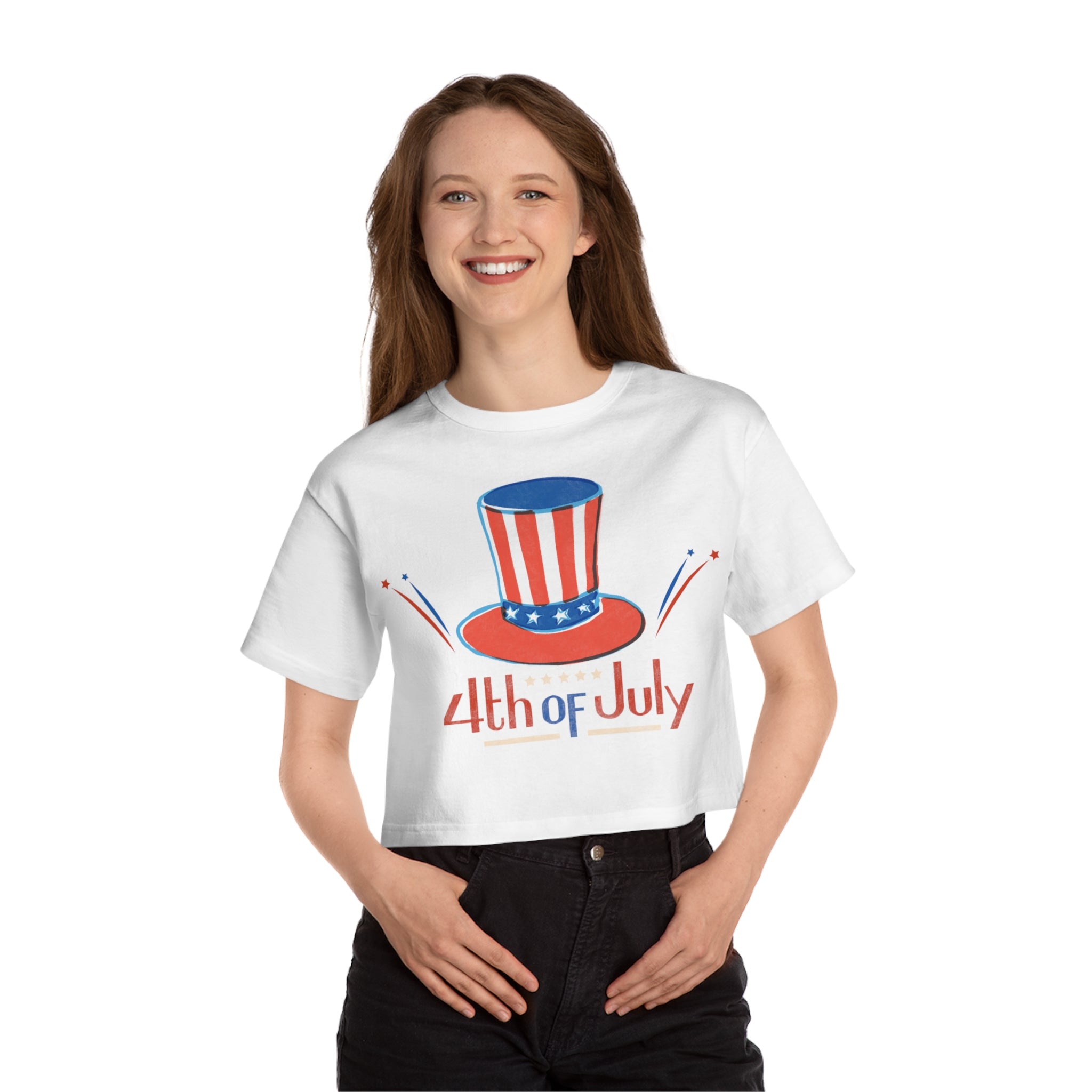 4th Of July Champion Women's Heritage Cropped T-Shirt